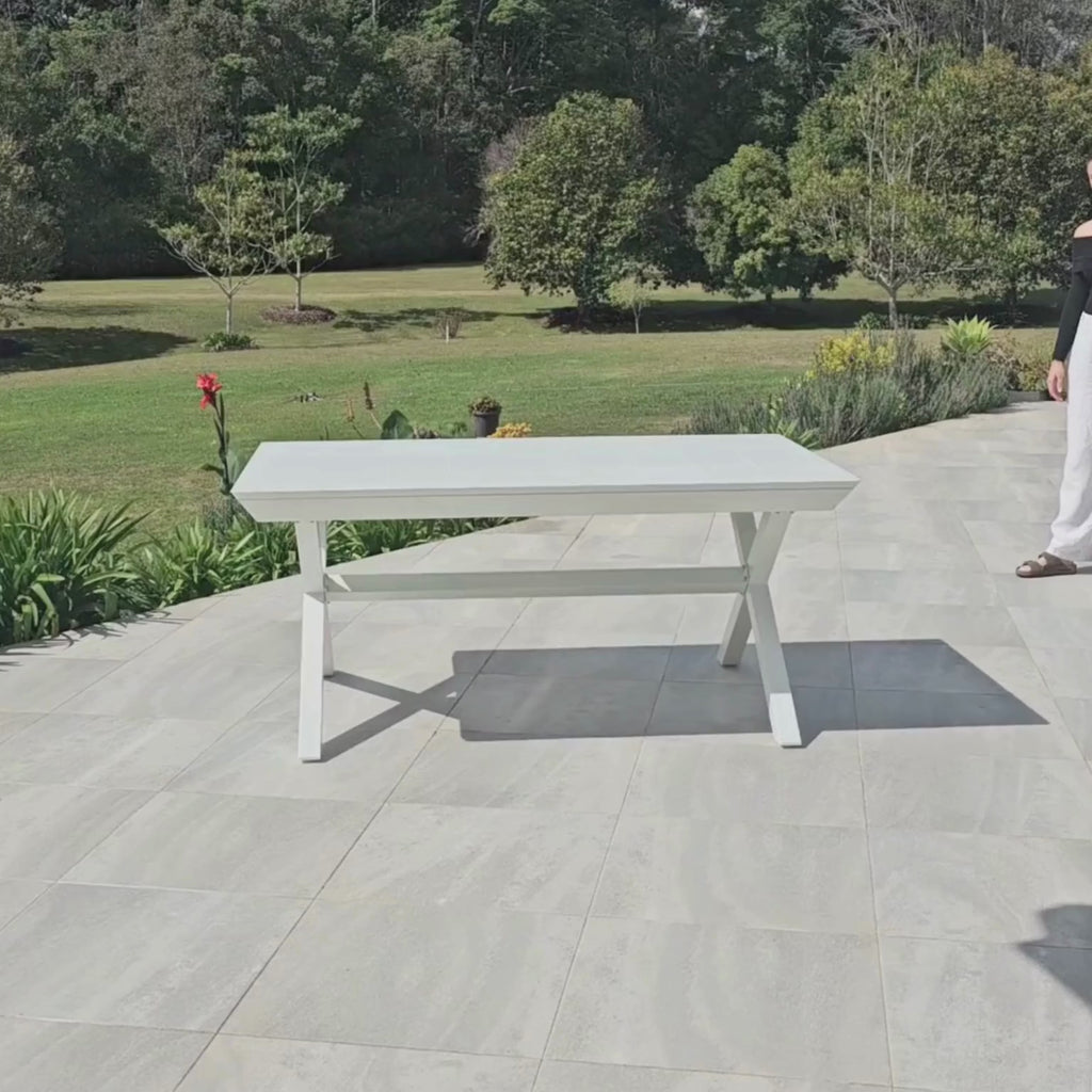 video of white tropea extendable table