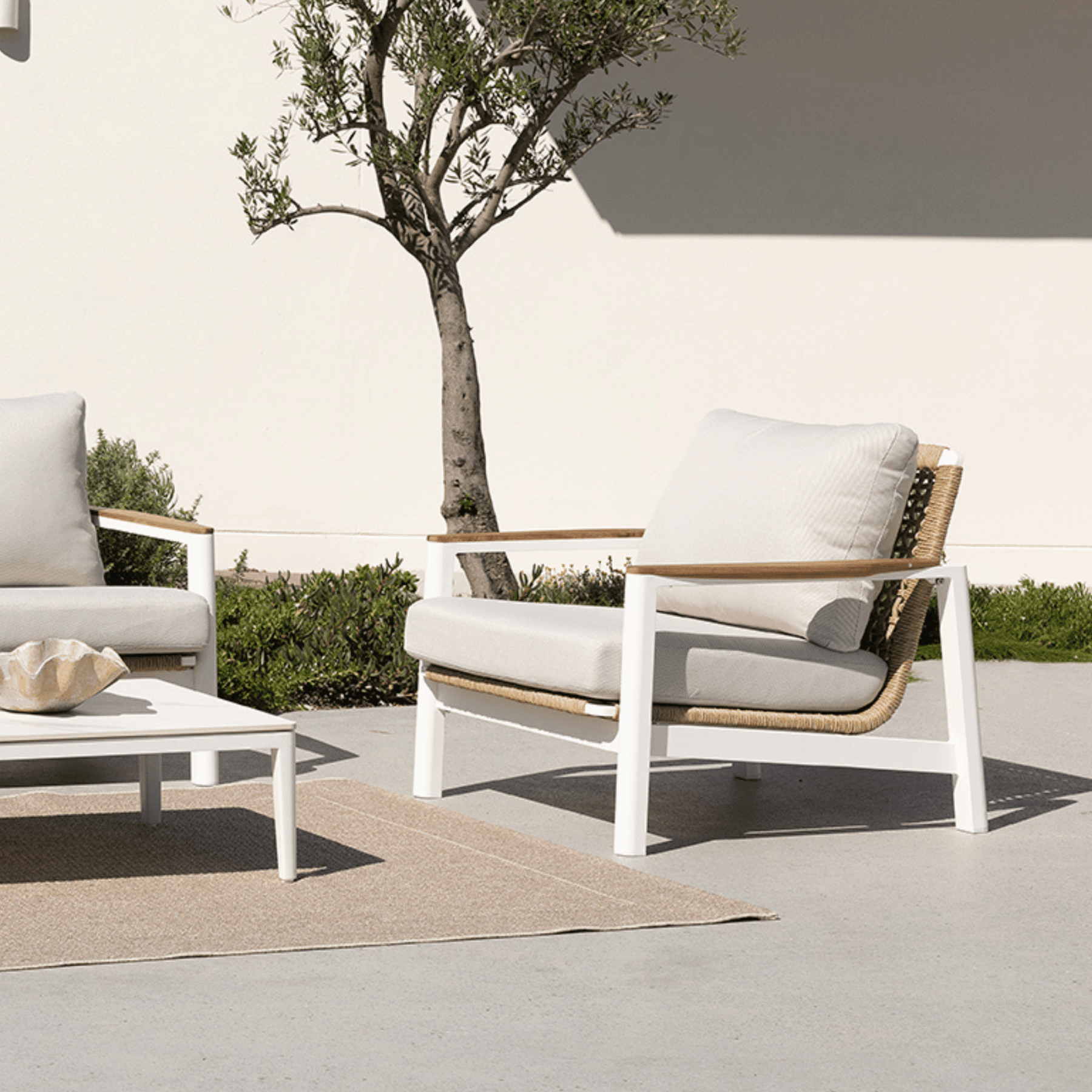 Reyne Lounge Setting - 4 piece White Outdoor Lounge - Lume Outdoor Living