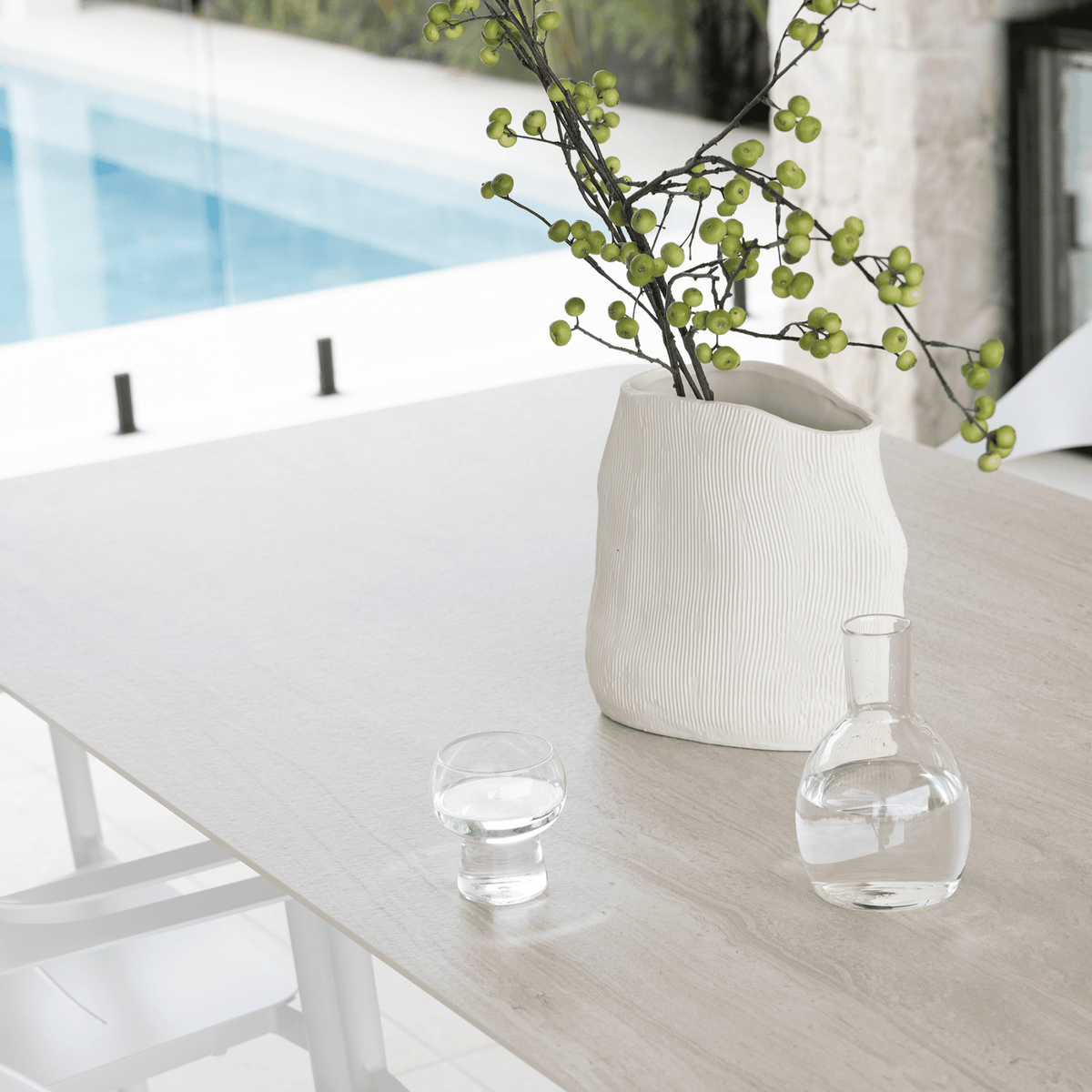 Rhonda 280x100cm Dining Table - White/Sintered Stone Top - Lume Outdoor Living