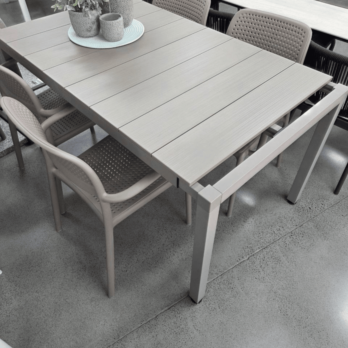 Rio Extendable & Bora 140-210x85cm 5pce Dining Setting - Commercial Grade - Lume Outdoor Living