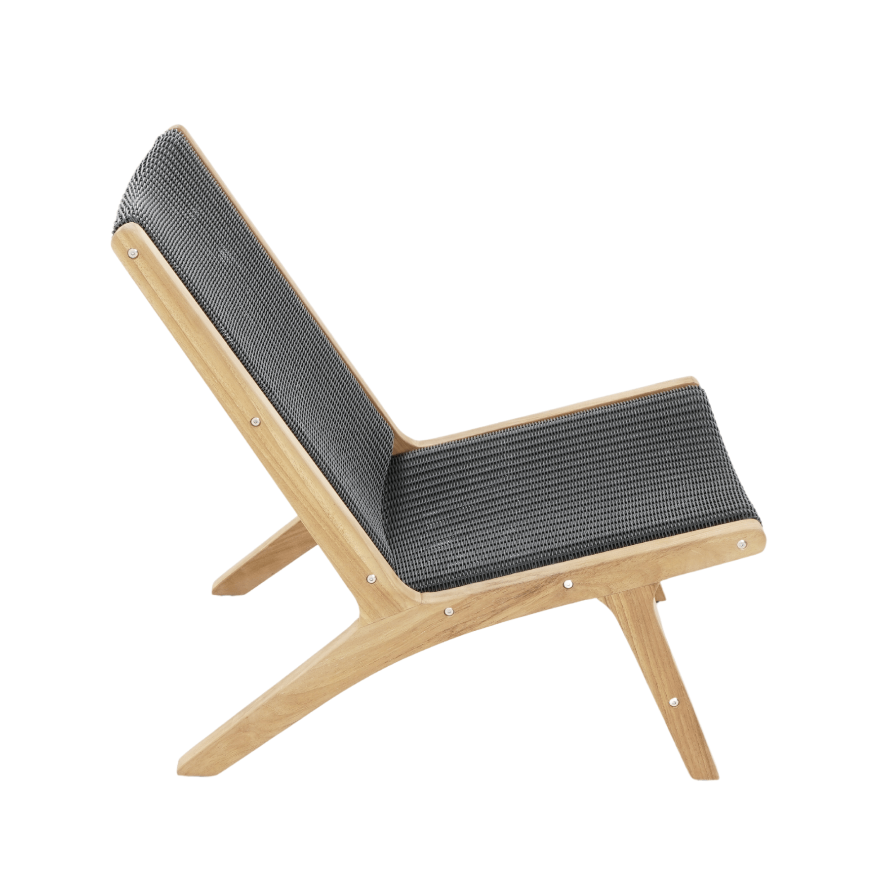 Salem teak and 'black nero' wicker outdoor lounge chair - Lume Outdoor Living