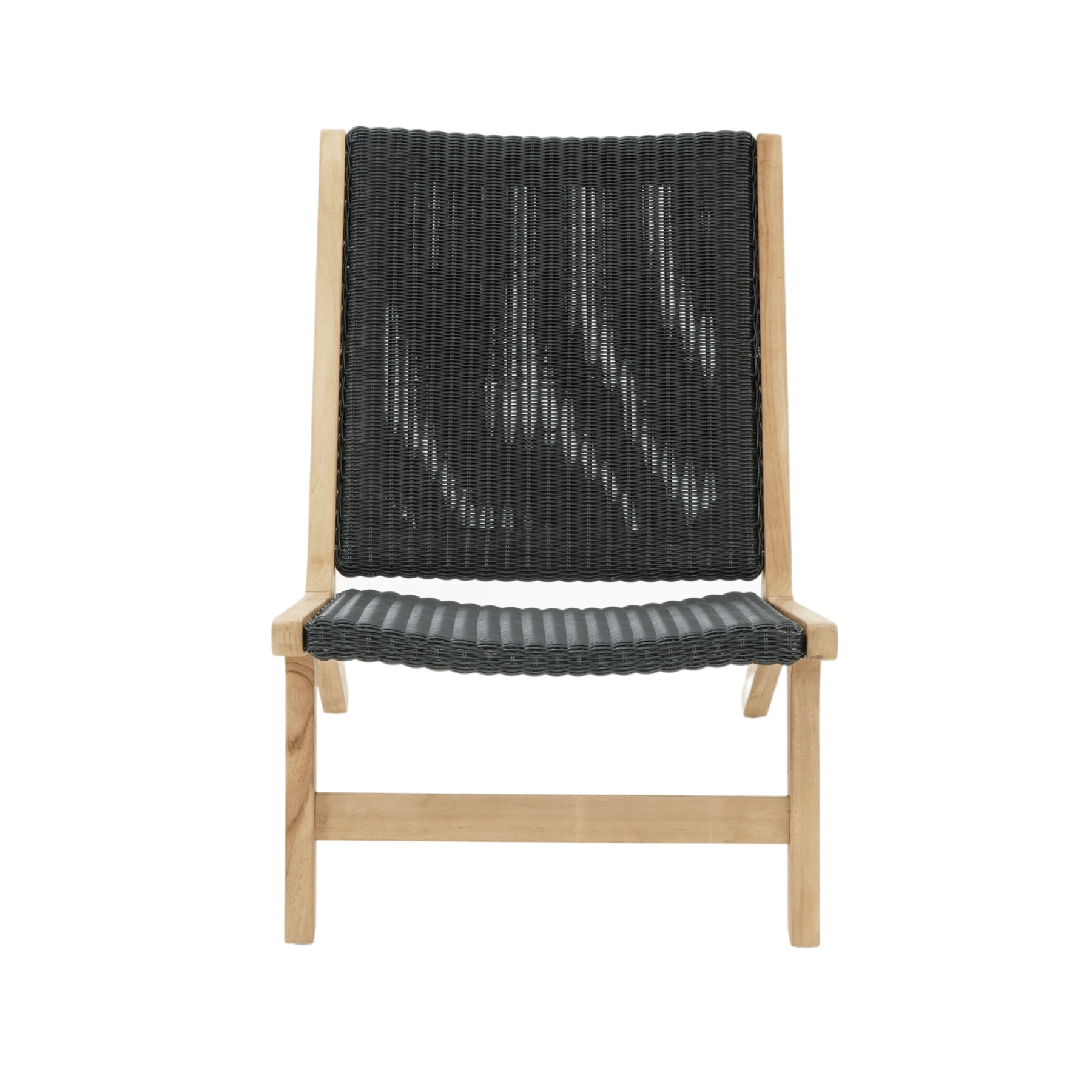 Salem teak and 'black nero' wicker outdoor lounge chair - Lume Outdoor Living