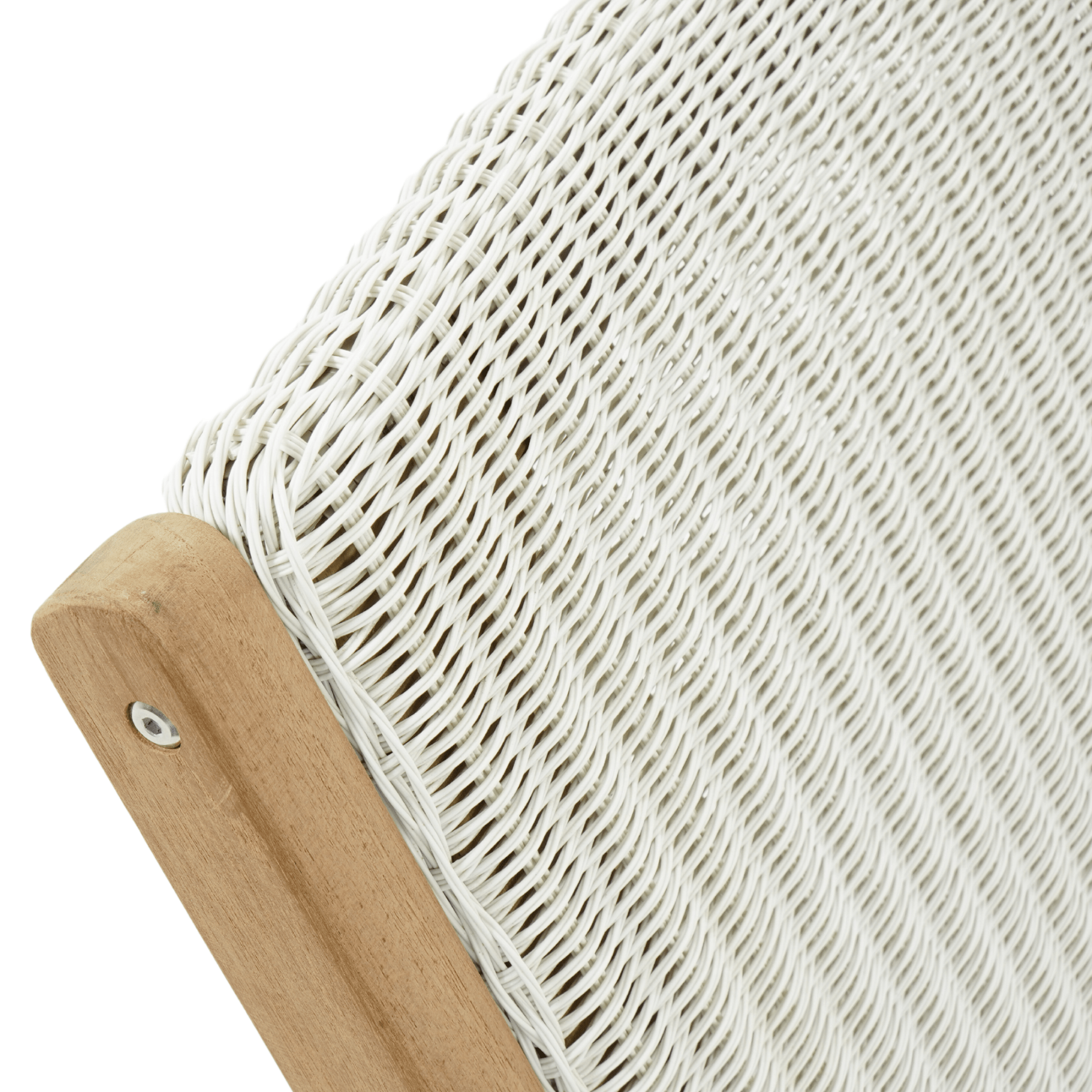 Salem teak and 'fantasy white' wicker outdoor lounge chair - Lume Outdoor Living