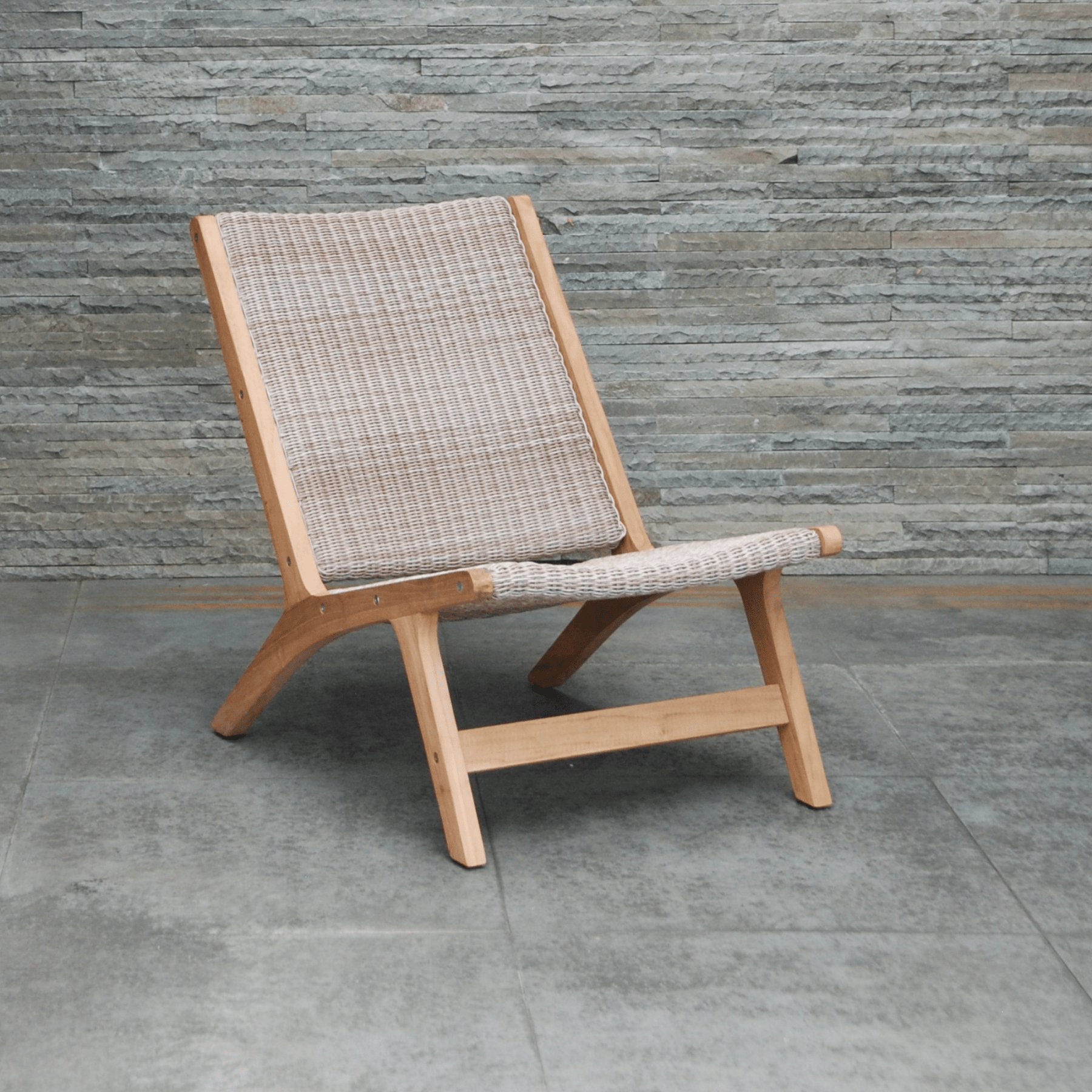 Salem teak and 'irish coffee' wicker outdoor lounge chair - Lume Outdoor Living