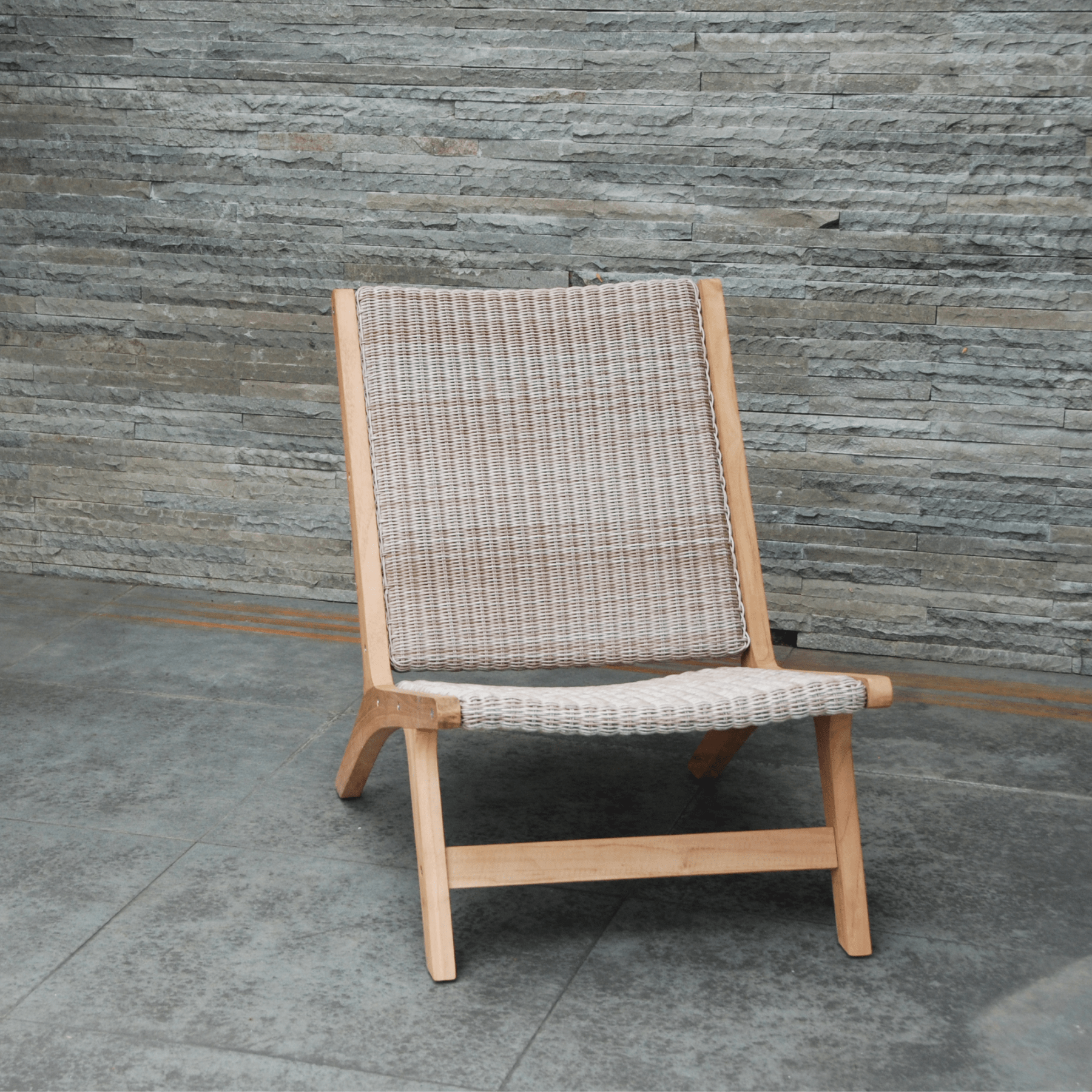 Salem teak and 'irish coffee' wicker outdoor lounge chair - Lume Outdoor Living