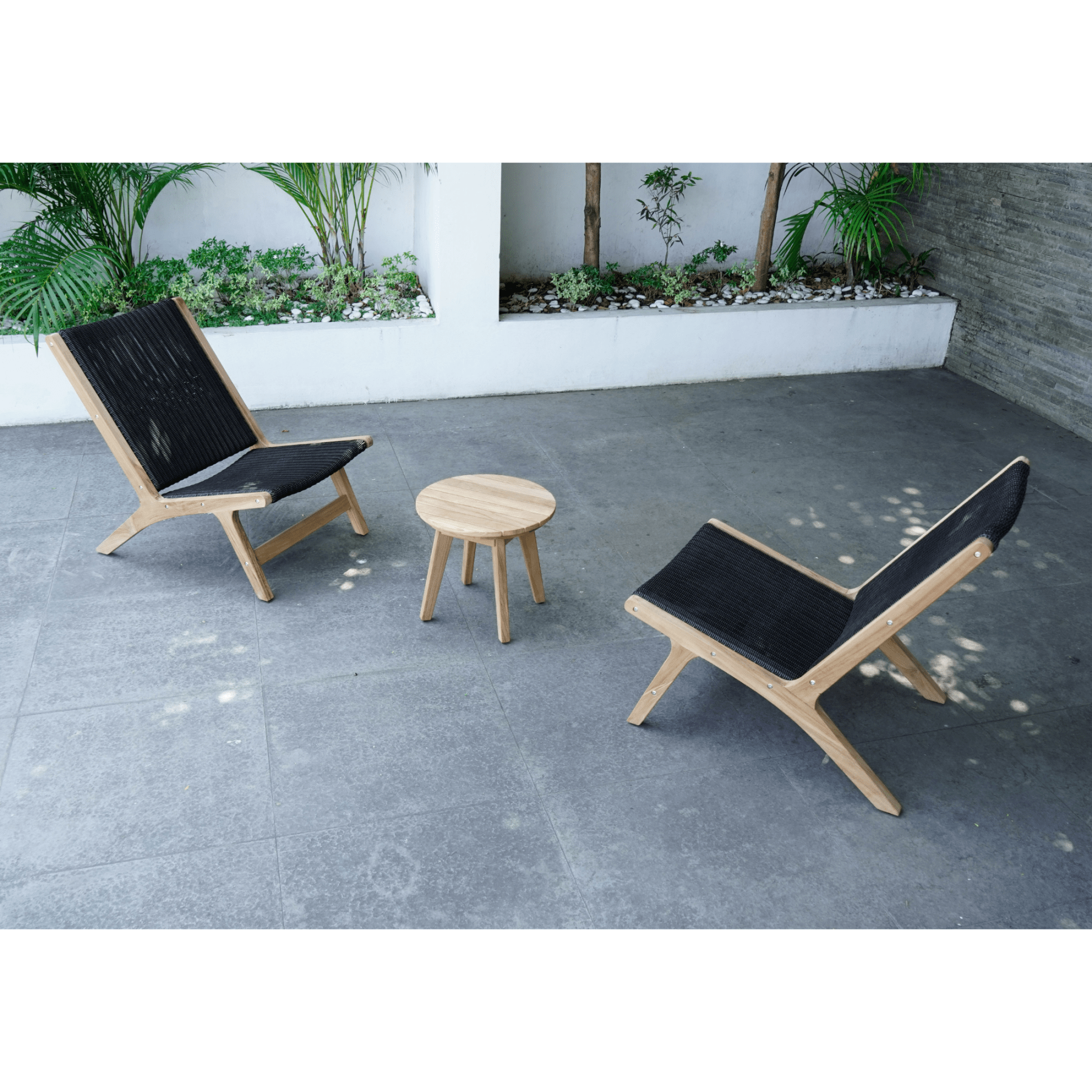 Salem Wicker Low Lounge 3pce Outdoor Setting - Black Nero - Lume Outdoor Living