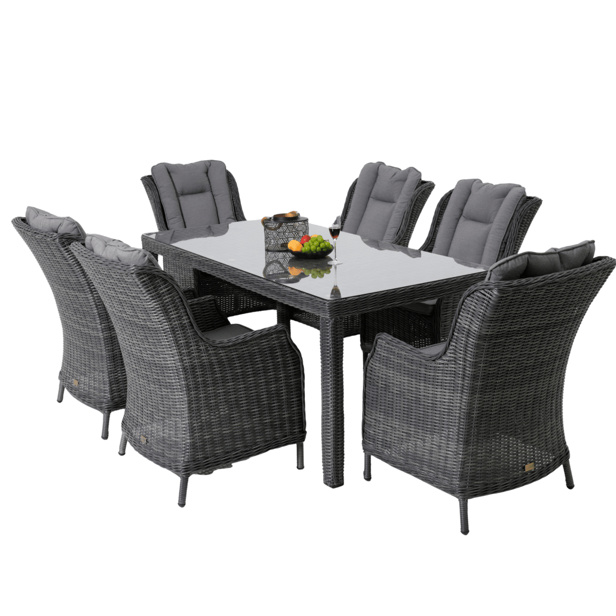 San Jose 180x90cm 7pce Dining Setting - Castle Grey - Lume Outdoor Living
