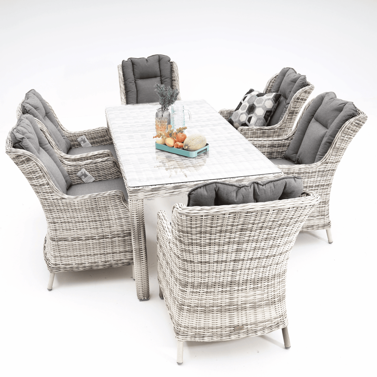 San Jose 180x90cm 7pce Dining Setting - Zen White - Lume Outdoor Living