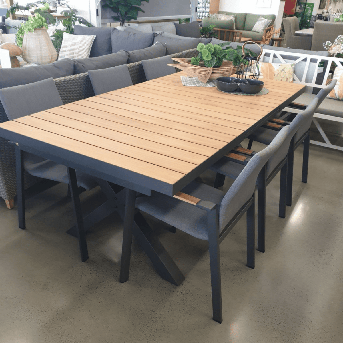 Santiago Extendable & Bronte 200-260x100cm 7pce Dining Setting - Lume Outdoor Living