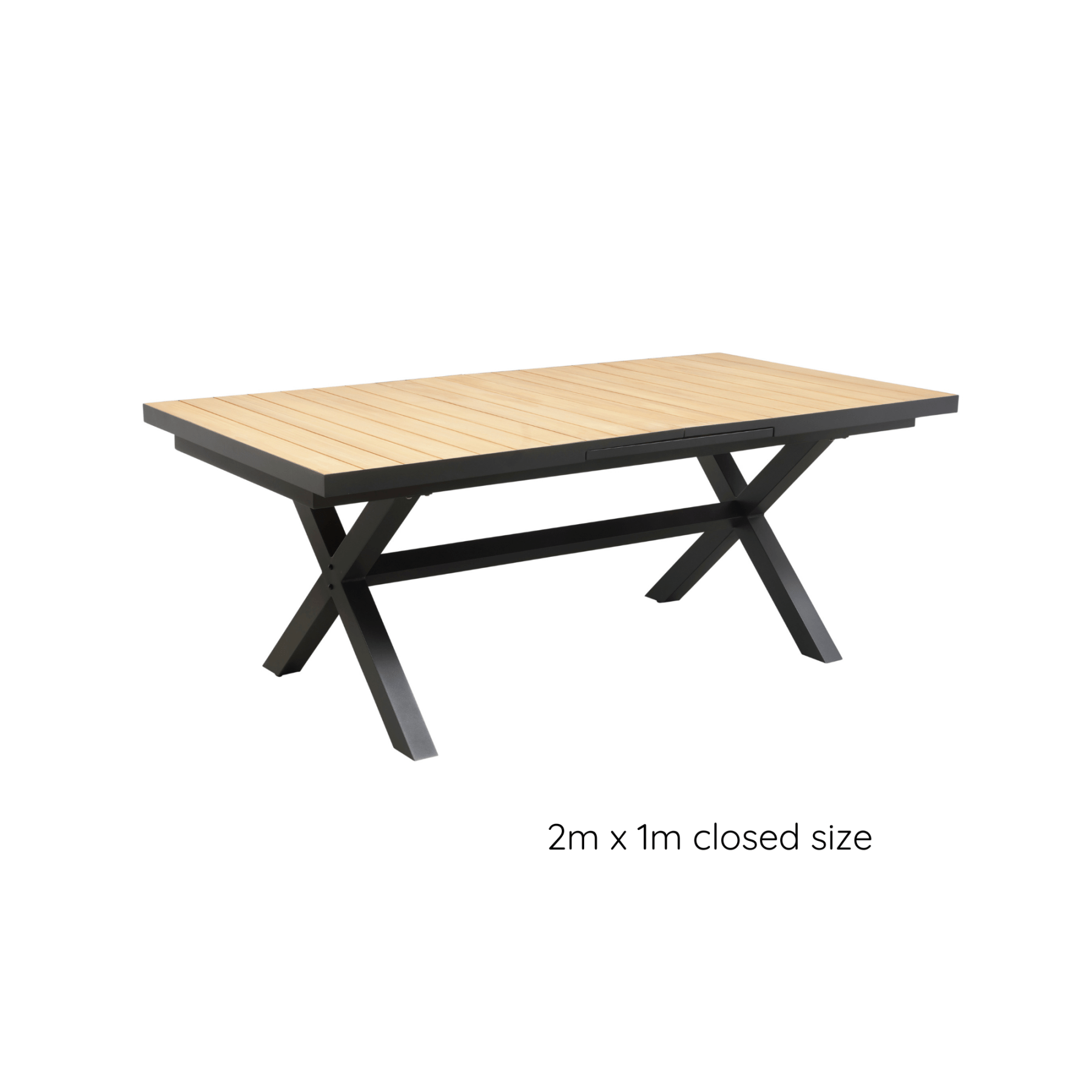 Santiago Extendable Outdoor Dining Table 200 - 260cm charcoal with teak - Lume Outdoor Living