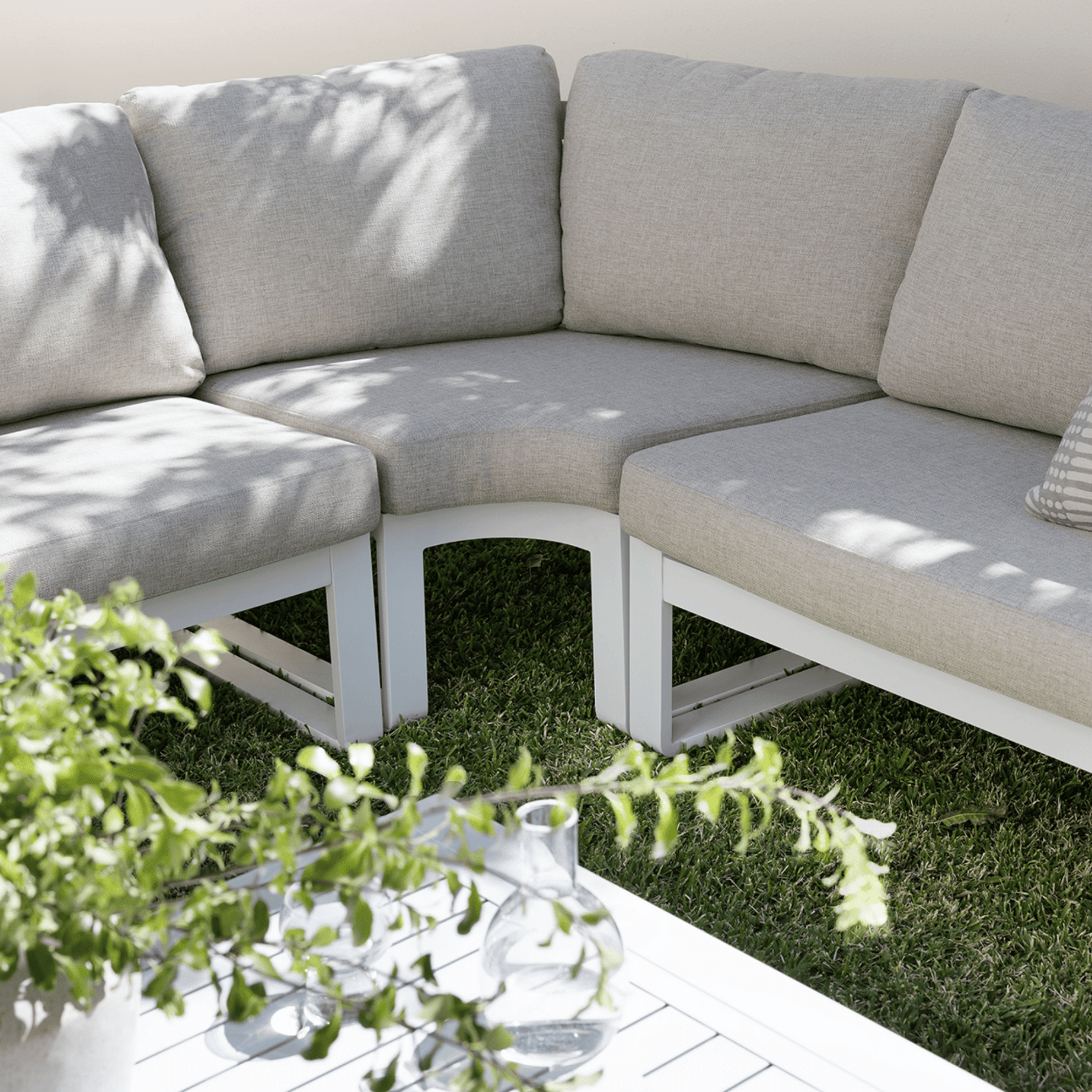 Santiago Outdoor Corner Lounge White/Natural - Lume Outdoor Living