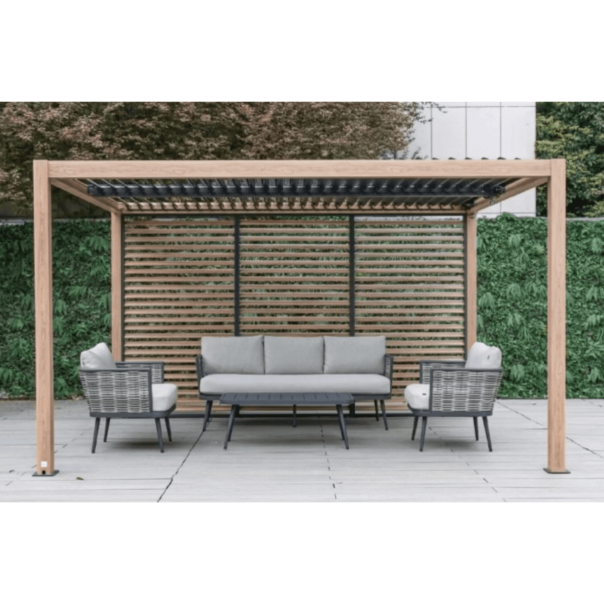 Shelta Kayden Semi Permanent Aluminium Pergola - Wood-Look - 2 sizes - Lume Outdoor Living