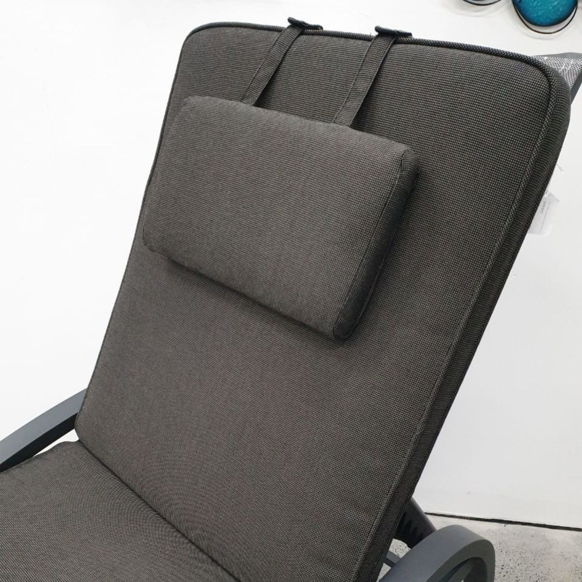 Shelta Sunlounge Cushion with Headrest - Charcoal - Lume Outdoor Living