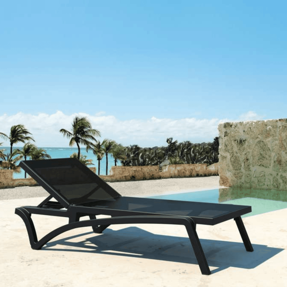 Siesta Pacific Sunlounge - Black - Commercial Grade - Lume Outdoor Living