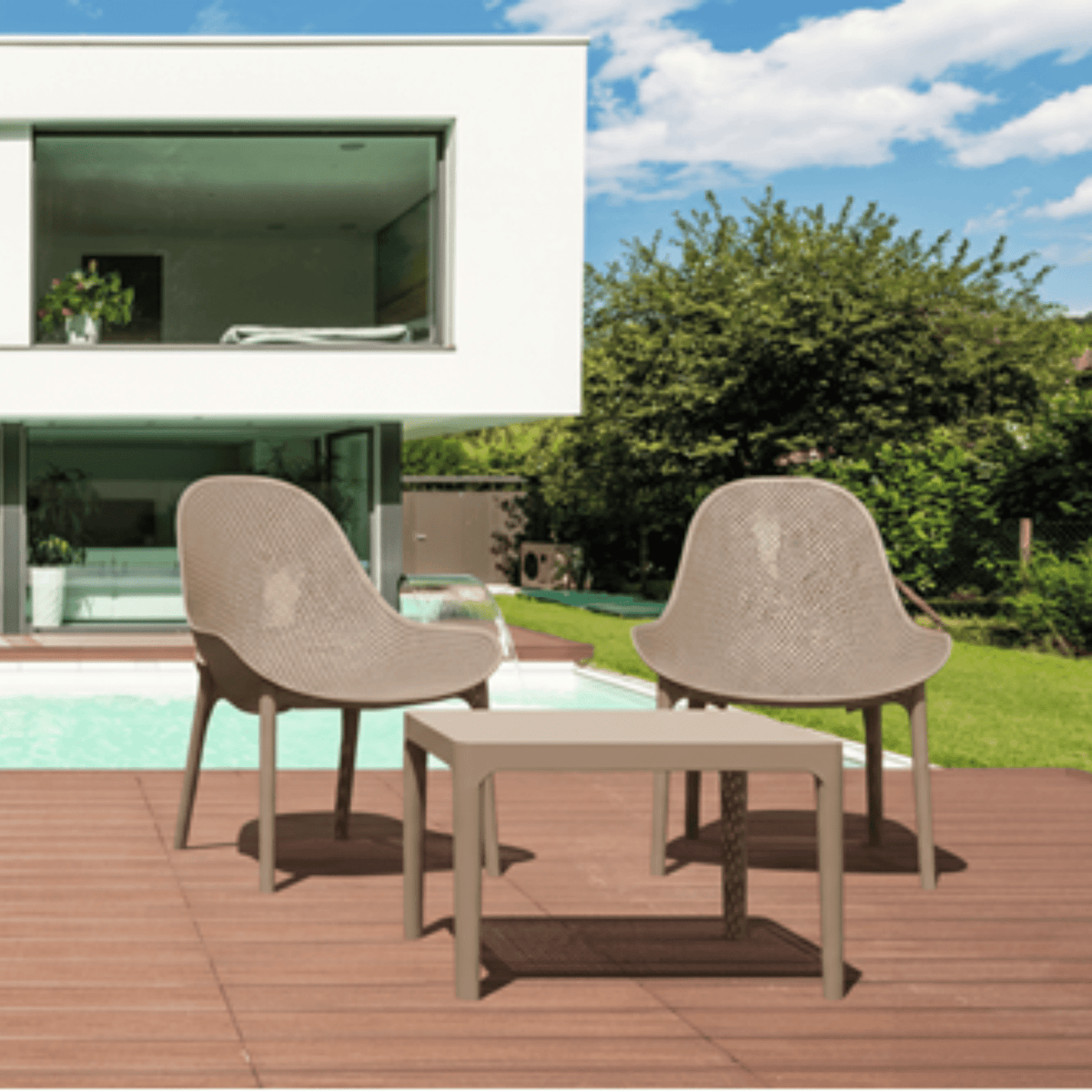 Siesta Sky 3pce Occasional Setting - Taupe - Commercial Grade - Lume Outdoor Living