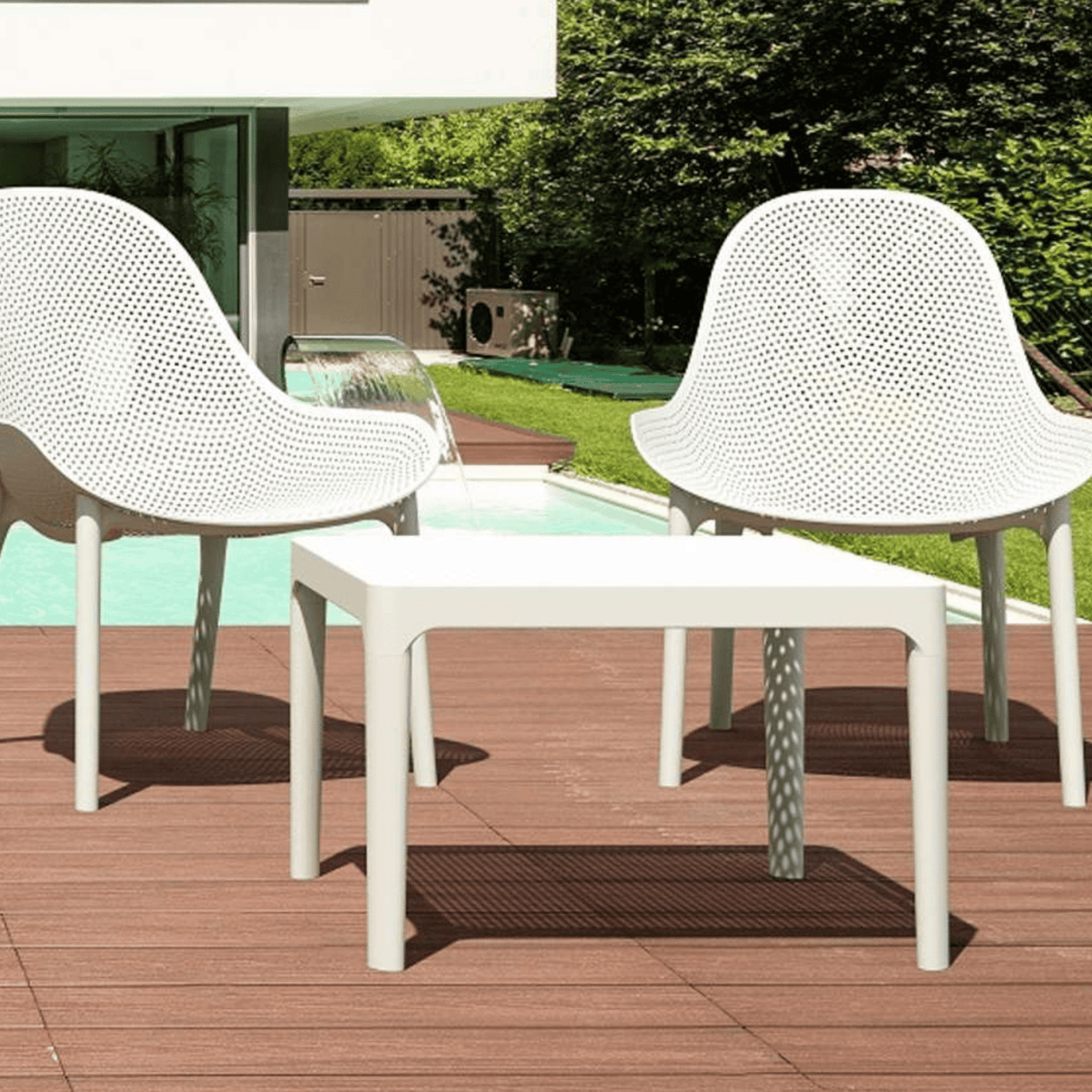 Siesta Sky 60x50cm Side Table - White - Commercial Grade - Lume Outdoor Living