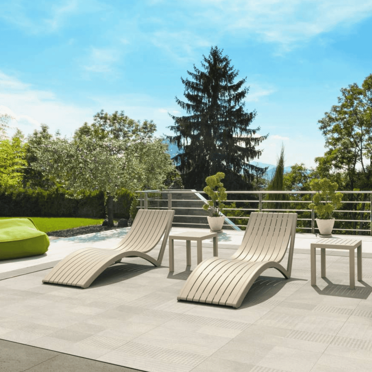 Siesta Slim Sunlounge - Taupe - Commercial Grade - Lume Outdoor Living
