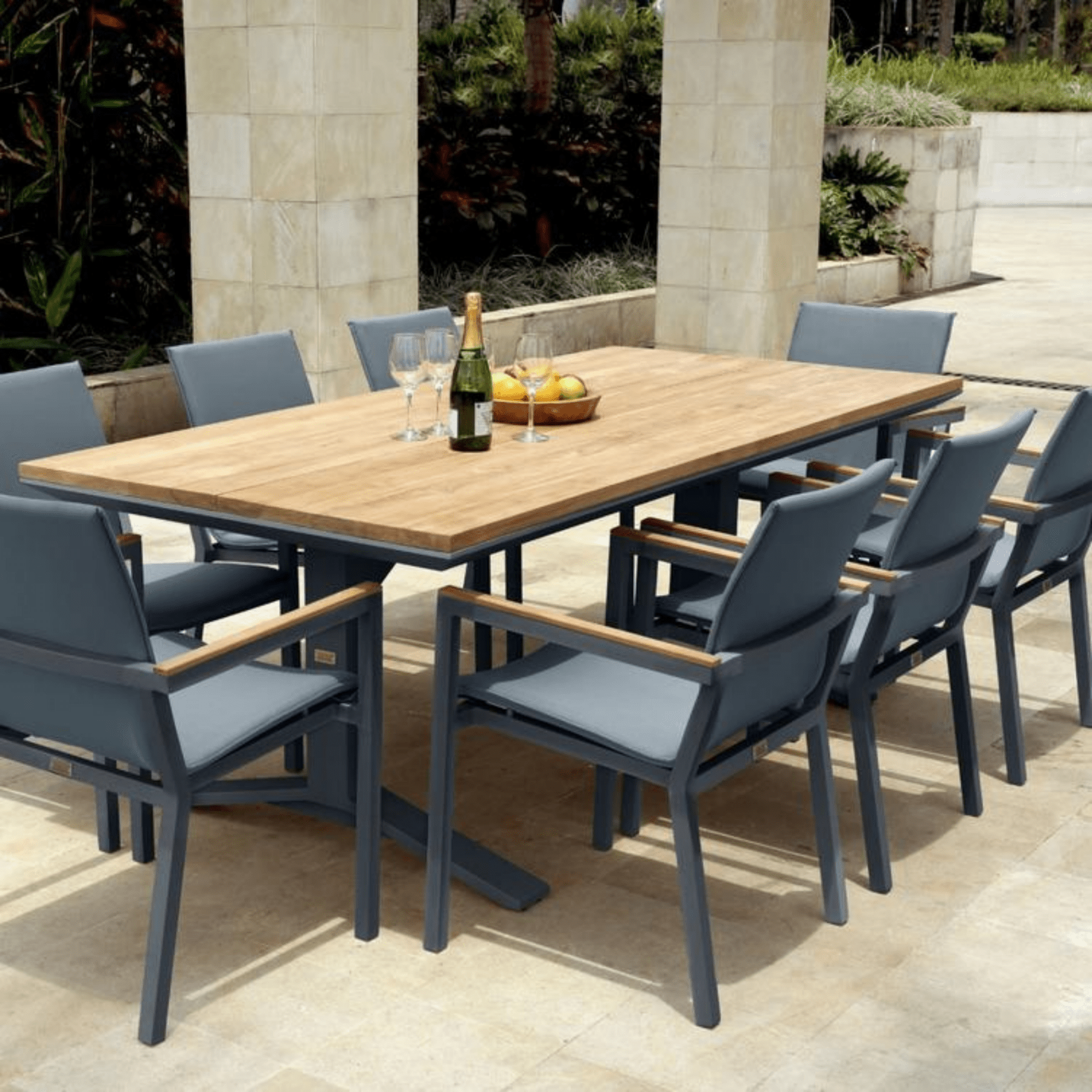 Stockholm Outdoor Dining Table - grey frame - Lume Outdoor Living