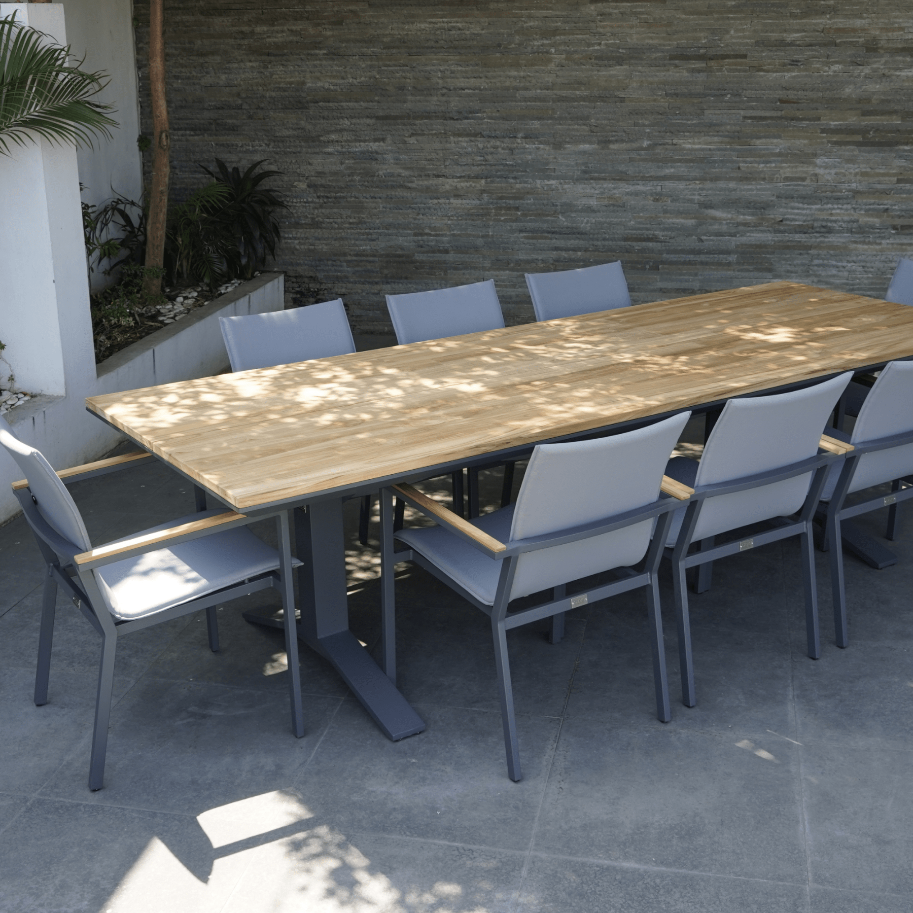 Stockholm table with Cortez Chairs - 9 piece outdoor dining setting - Lume Outdoor Living