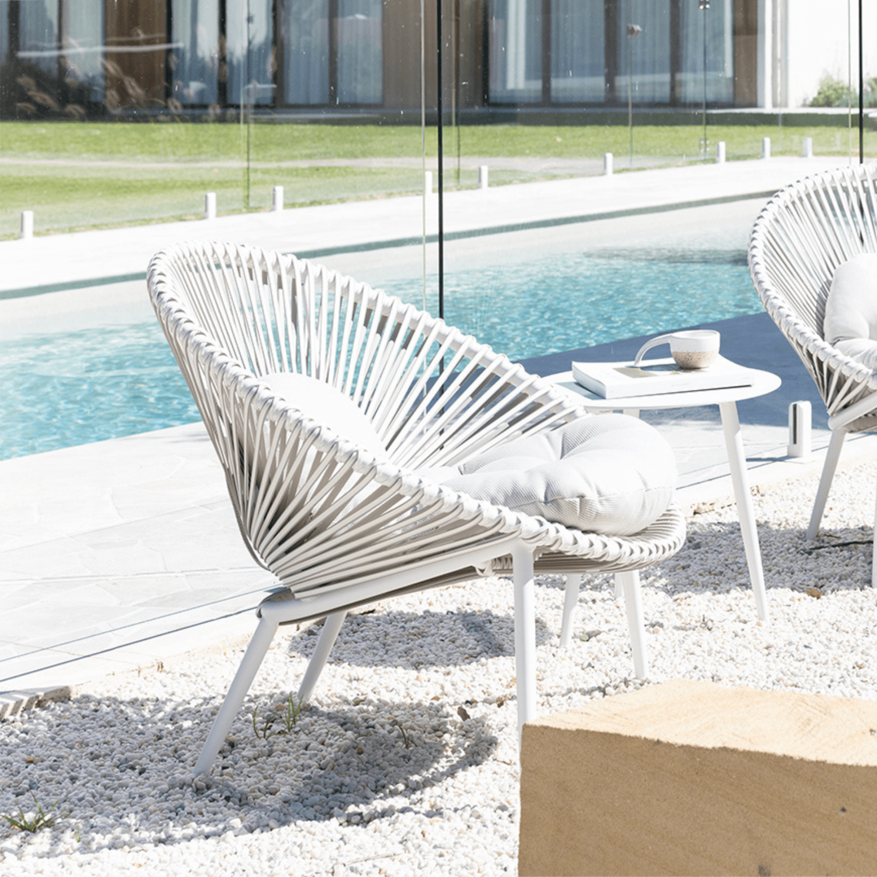 Sunray wicker outdoor tub lounge chair - white - Lume Outdoor Living