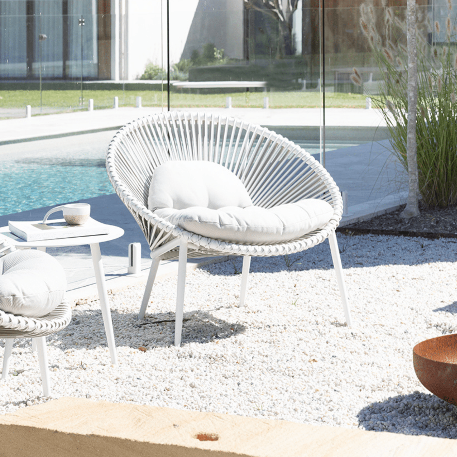 Sunray wicker outdoor tub lounge chair - white - Lume Outdoor Living