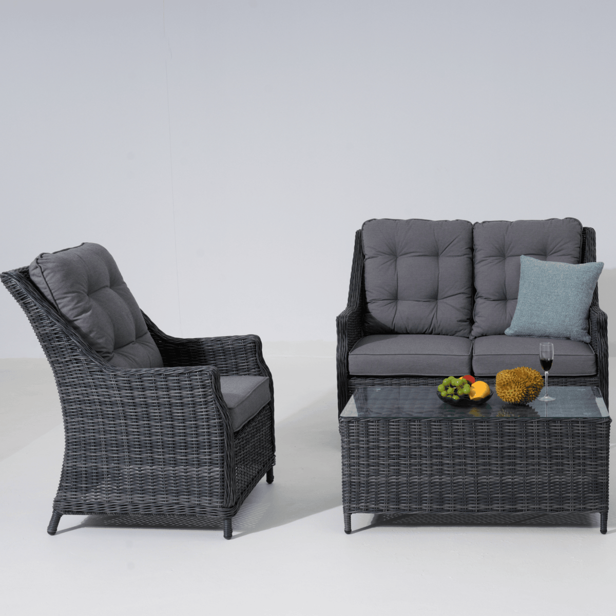 Swiss 4pce Lounge Setting with 2-seater - Castle Grey - Lume Outdoor Living