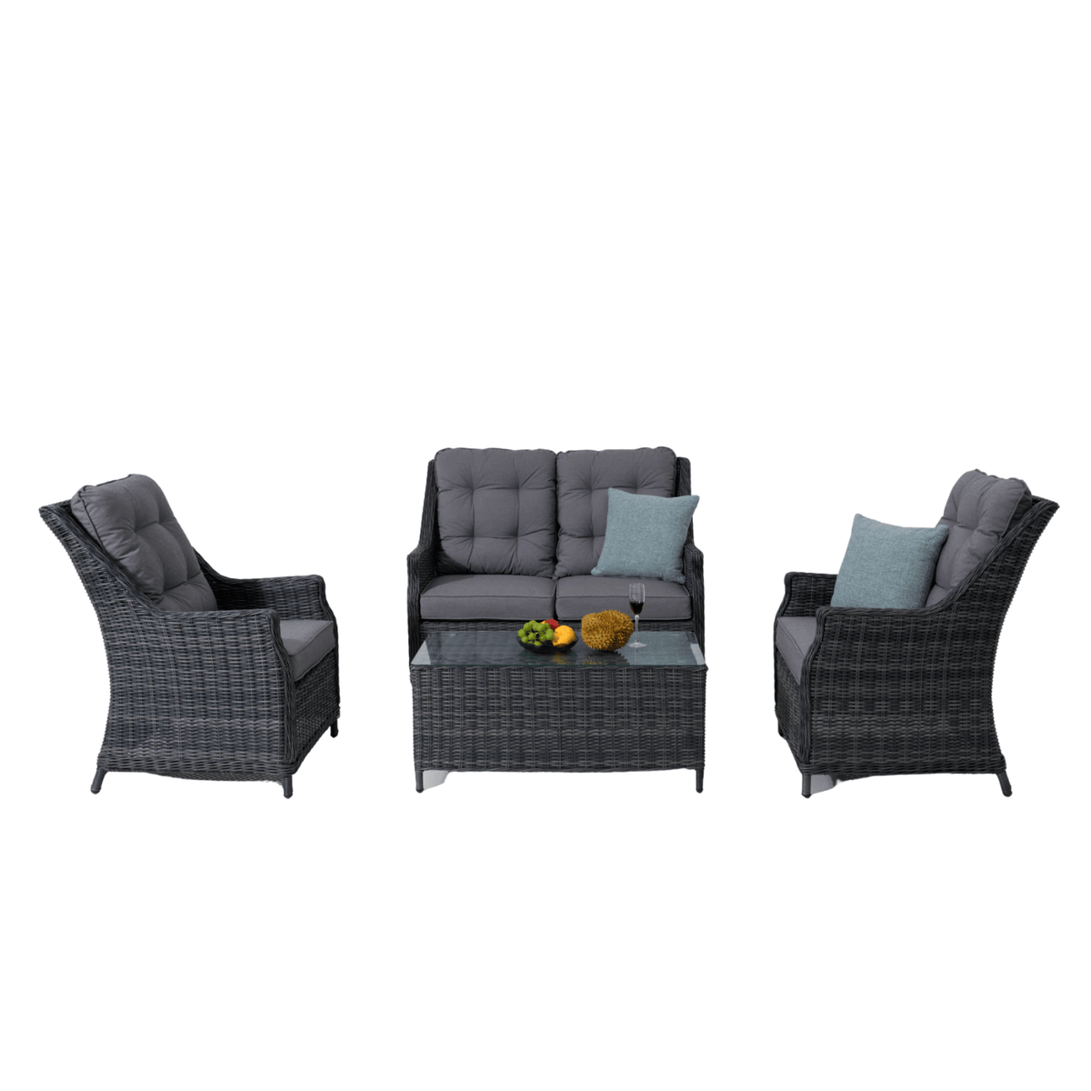 Swiss 4pce Lounge Setting with 2-seater - Castle Grey - Lume Outdoor Living