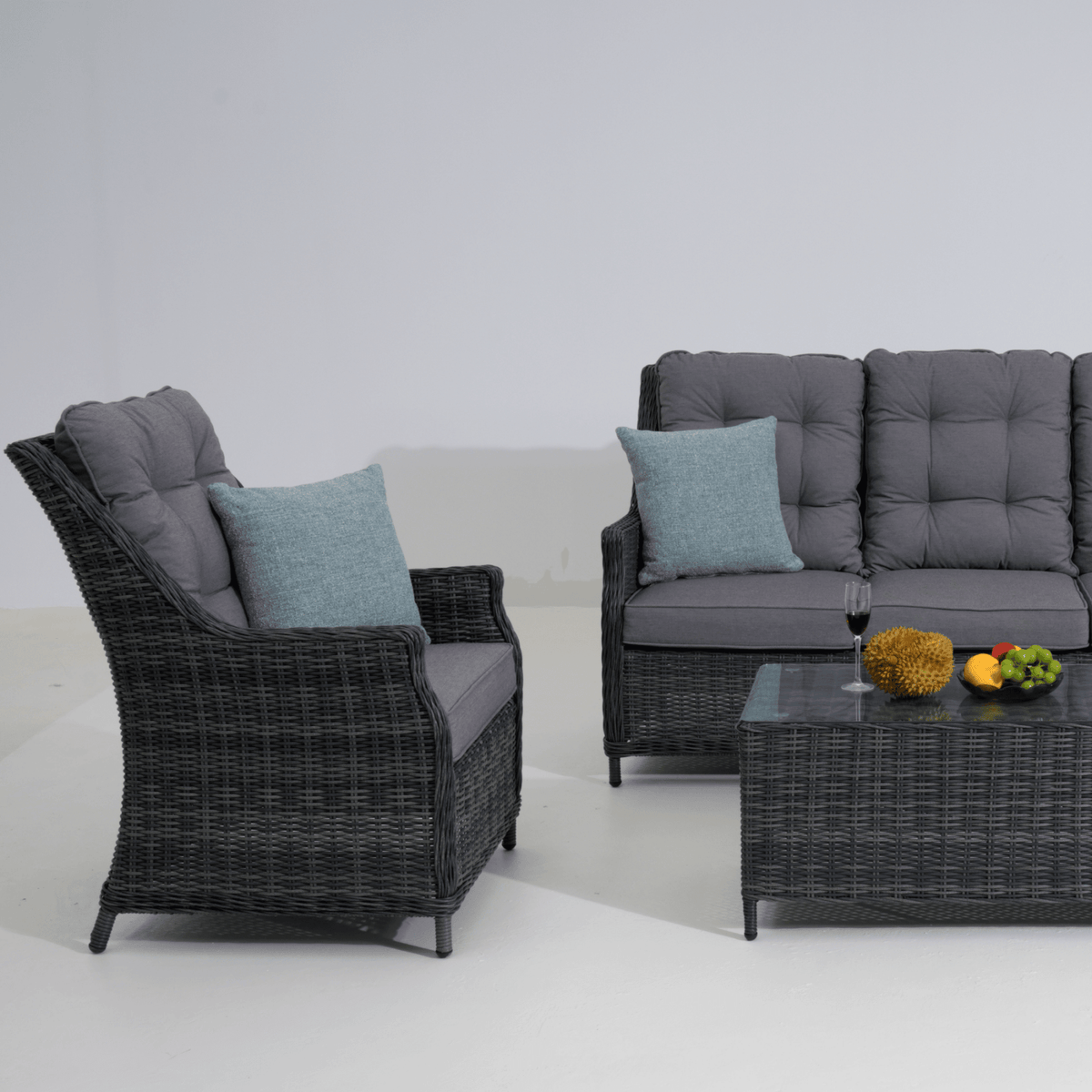 Swiss 4pce Lounge Setting with 3-seater - Castle Grey - Lume Outdoor Living
