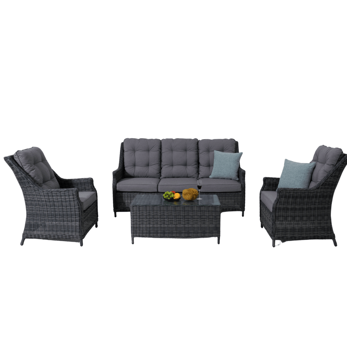 Swiss 4pce Lounge Setting with 3-seater - Castle Grey - Lume Outdoor Living