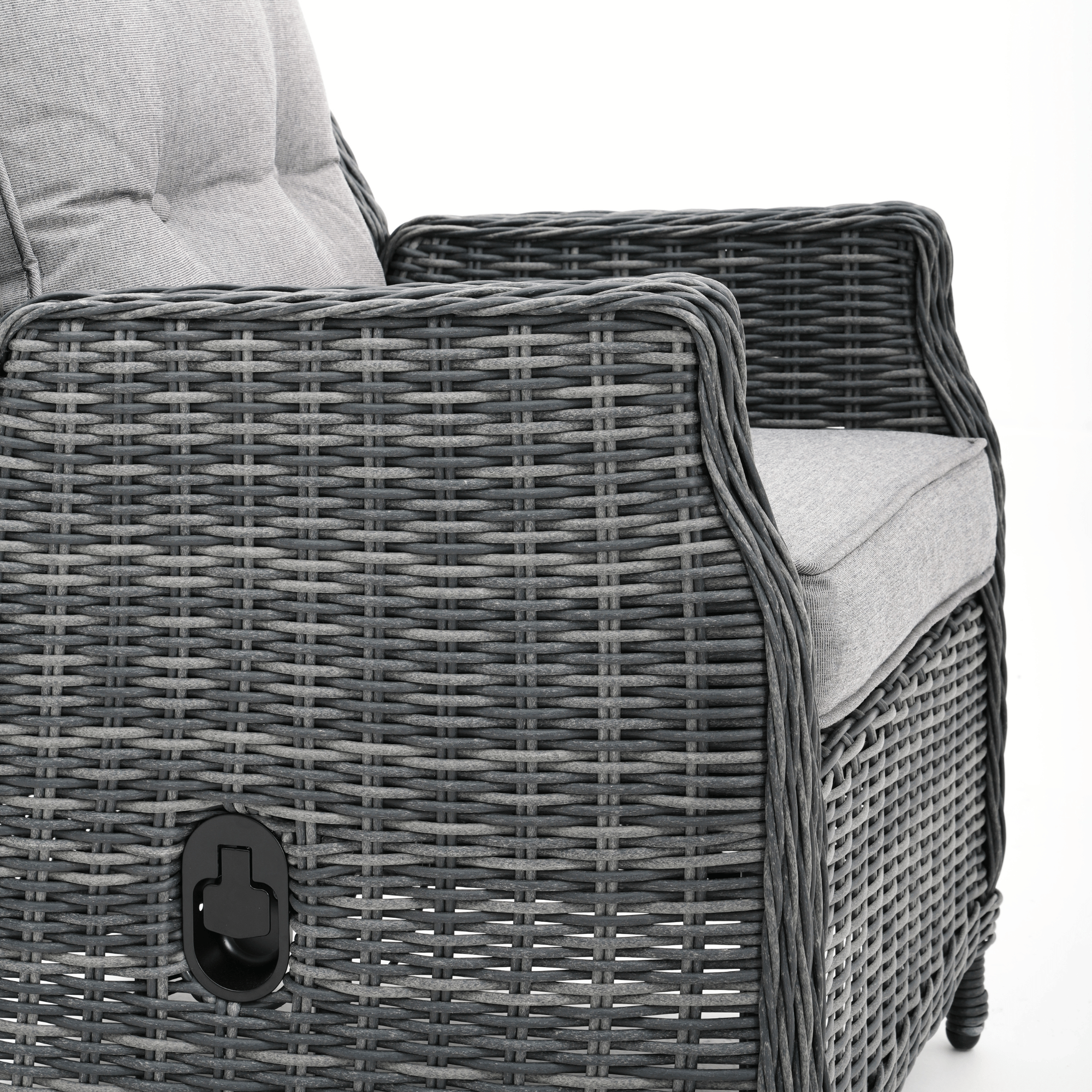 Swiss 6pce Outdoor Lounge Dining Wicker Set with Recliners - Castle Grey