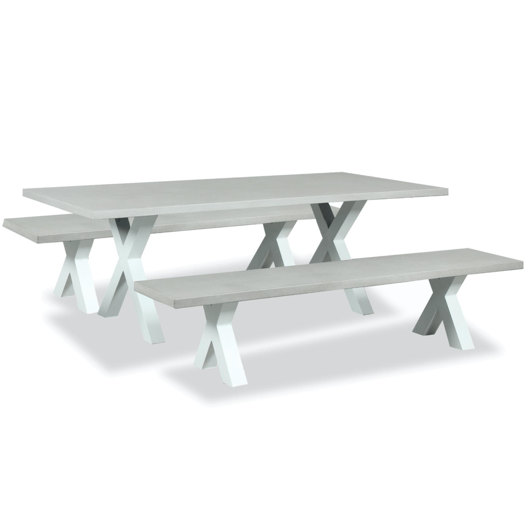 Switch Cement & Aluminium Cross Leg Bench Setting White - Lume Outdoor Living