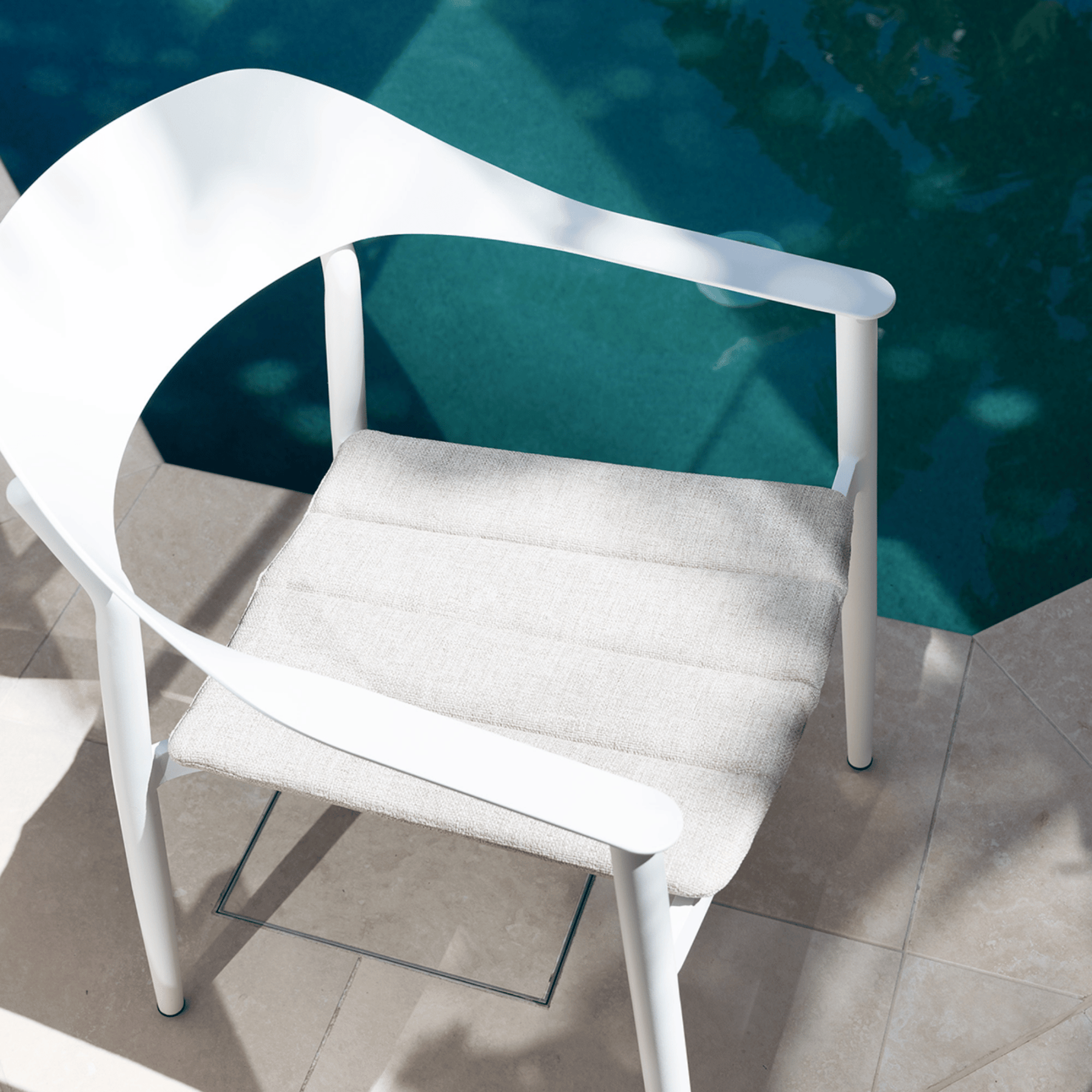 Tala Outdoor Dining Chair White with cushion - Lume Outdoor Living