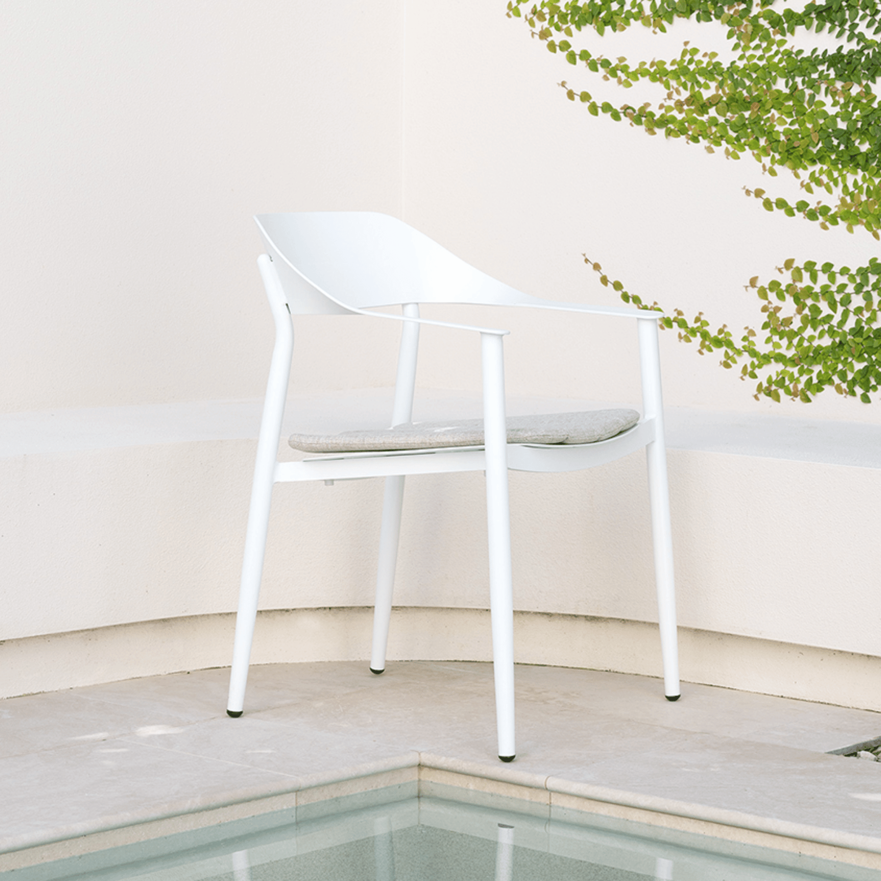 Tala Outdoor Dining Chair White with cushion - Lume Outdoor Living