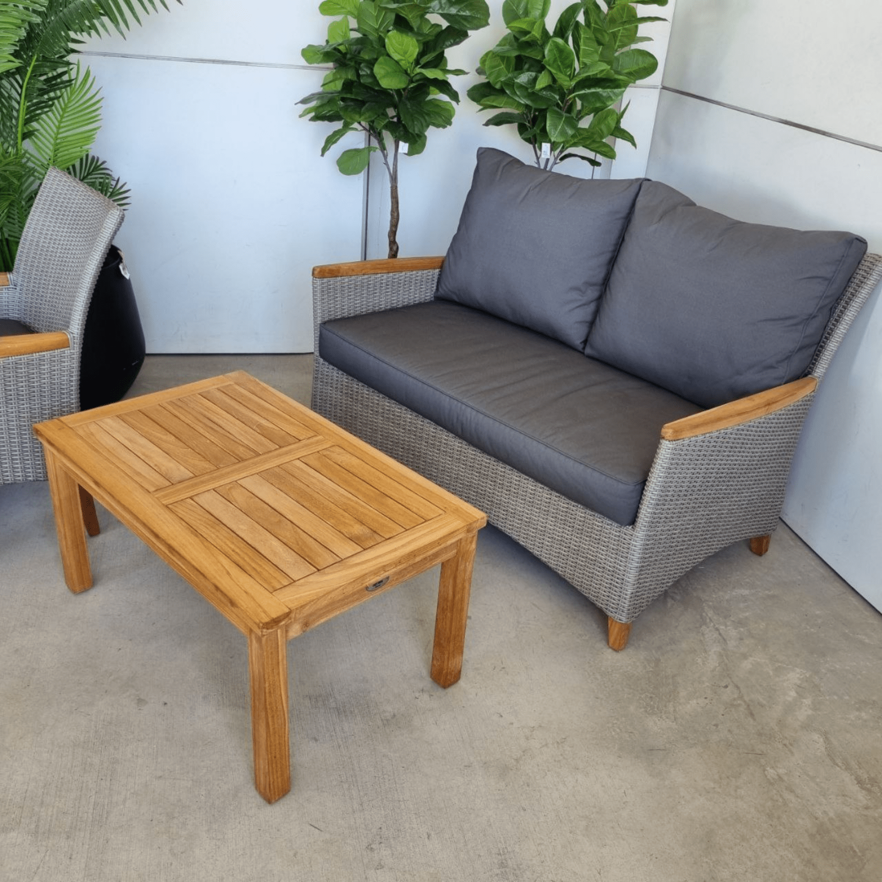 Teak Coffee Table, Florence Twin - seat Lounge, 2piece Outdoor Lounge Setting - Lume Outdoor Living