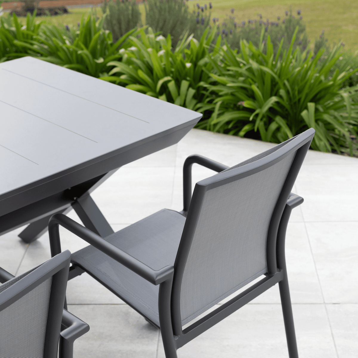 Tropea Medium Extendable 216-297x100cm Dining Table - Charcoal - Lume Outdoor Living