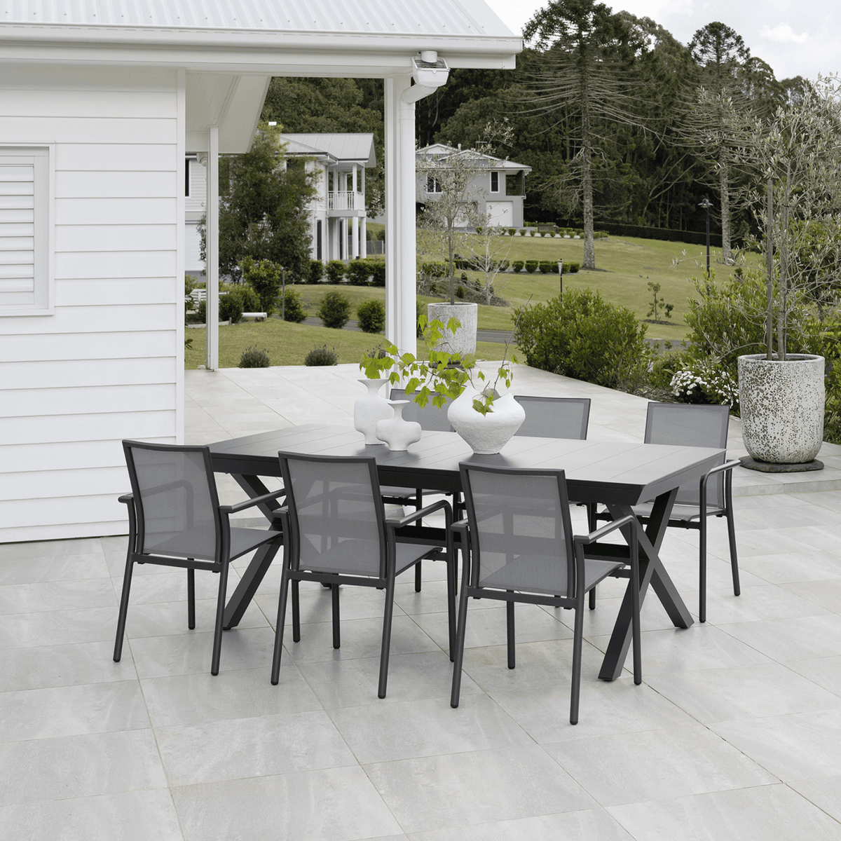 Tropea Small Extendable 172-243x100cm Dining Table - Charcoal - Lume Outdoor Living