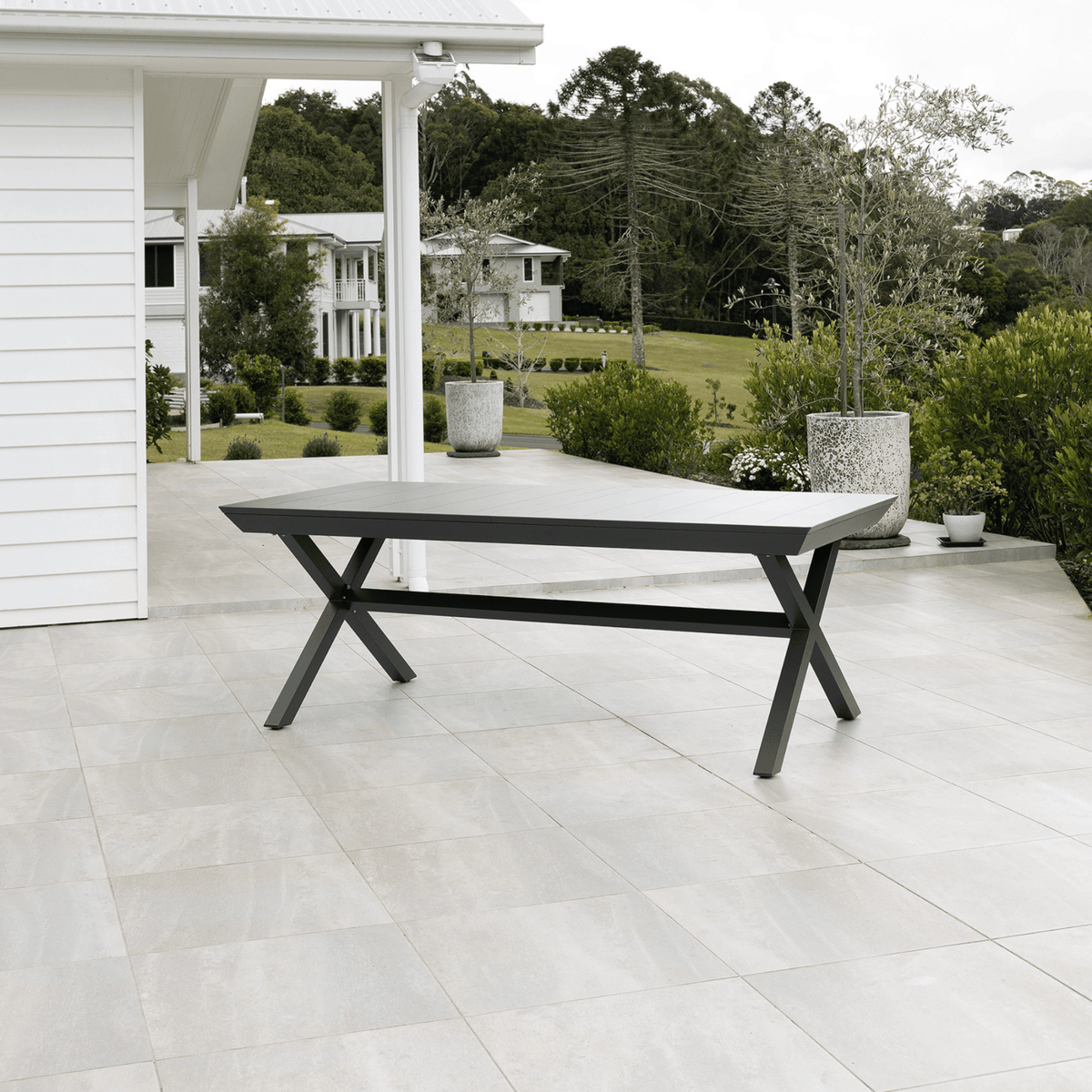 Tropea Small Extendable 172-243x100cm Dining Table - Charcoal - Lume Outdoor Living