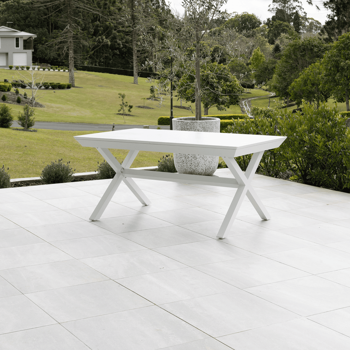 Tropea Small Extendable 172-243x100cm Dining Table - White - Lume Outdoor Living
