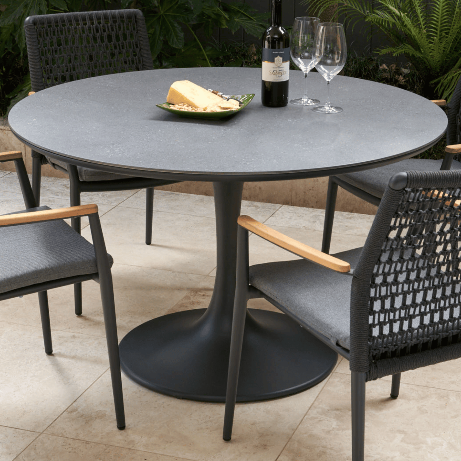 Tulip Round Outdoor Dining Table - Charcoal/bottega - Lume Outdoor Living