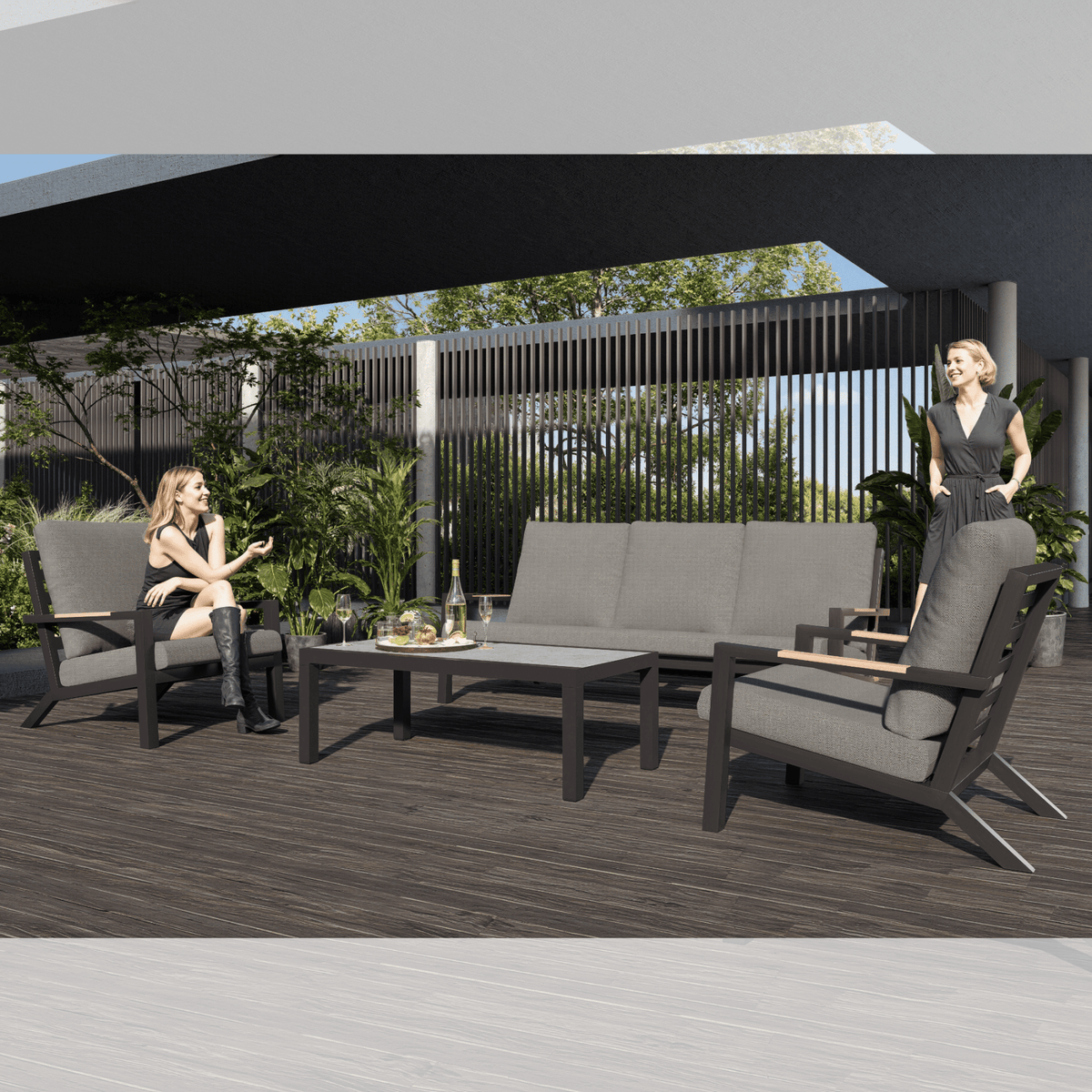 Venus 4pce Lounge Setting - Charcoal/Charcoal Texture - Lume Outdoor Living