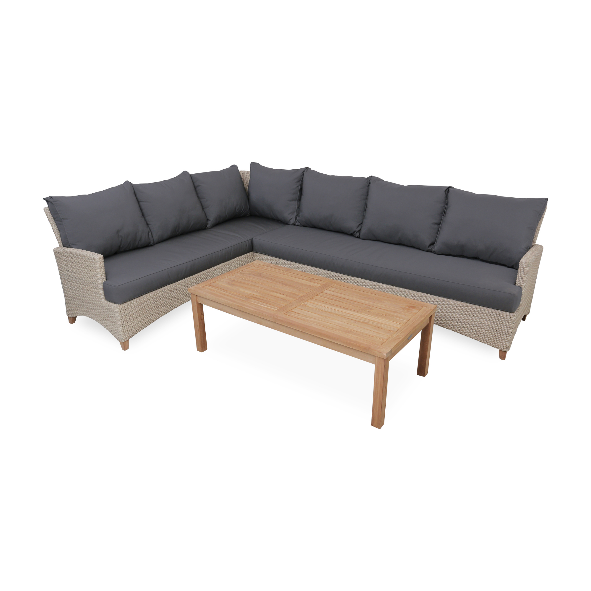 Venice Wicker Corner Lounge with teak coffee table