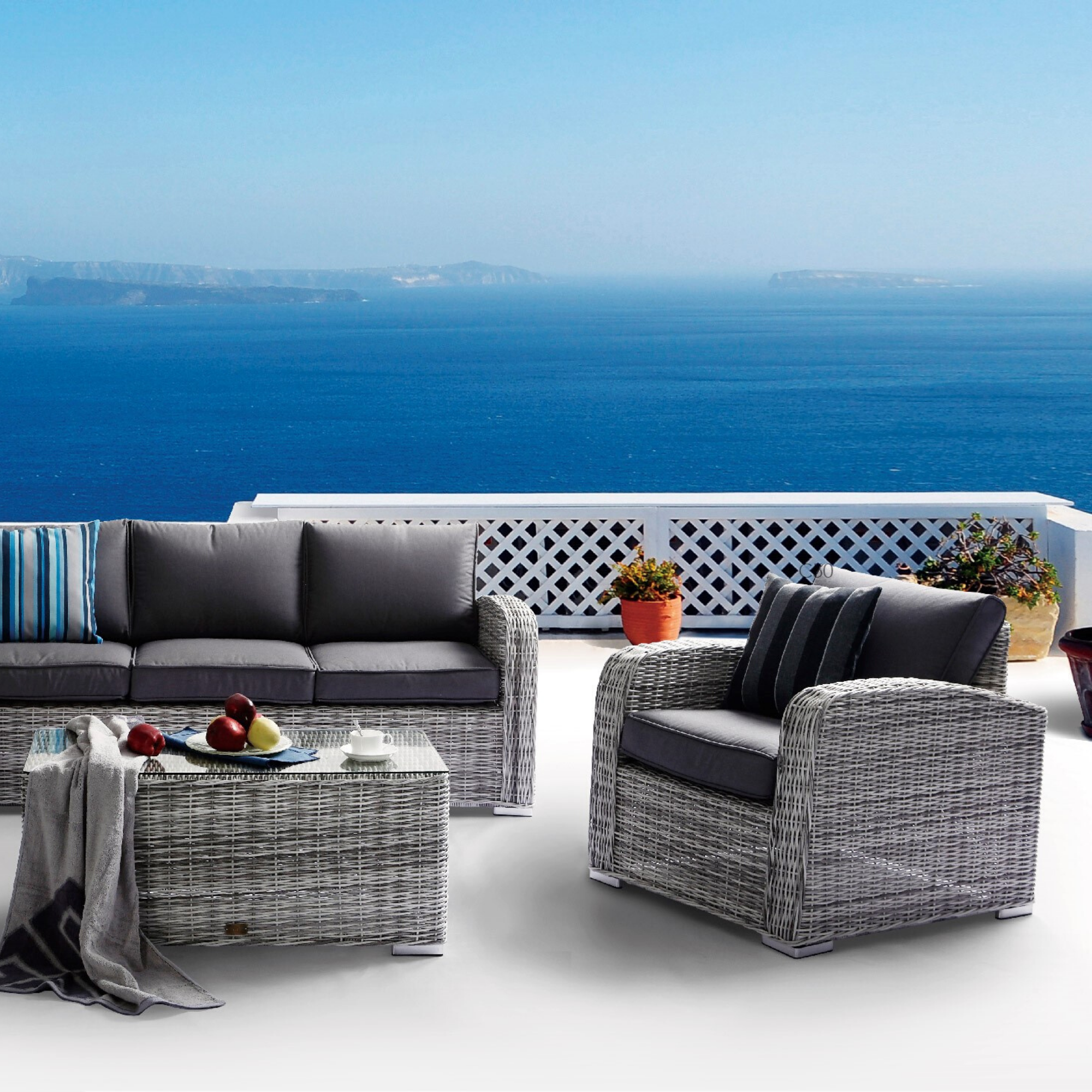 Miami 4pce Outdoor Wicker Lounge