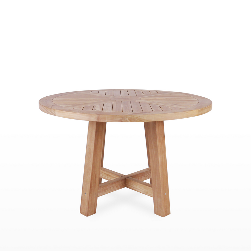 A round teak table for 4