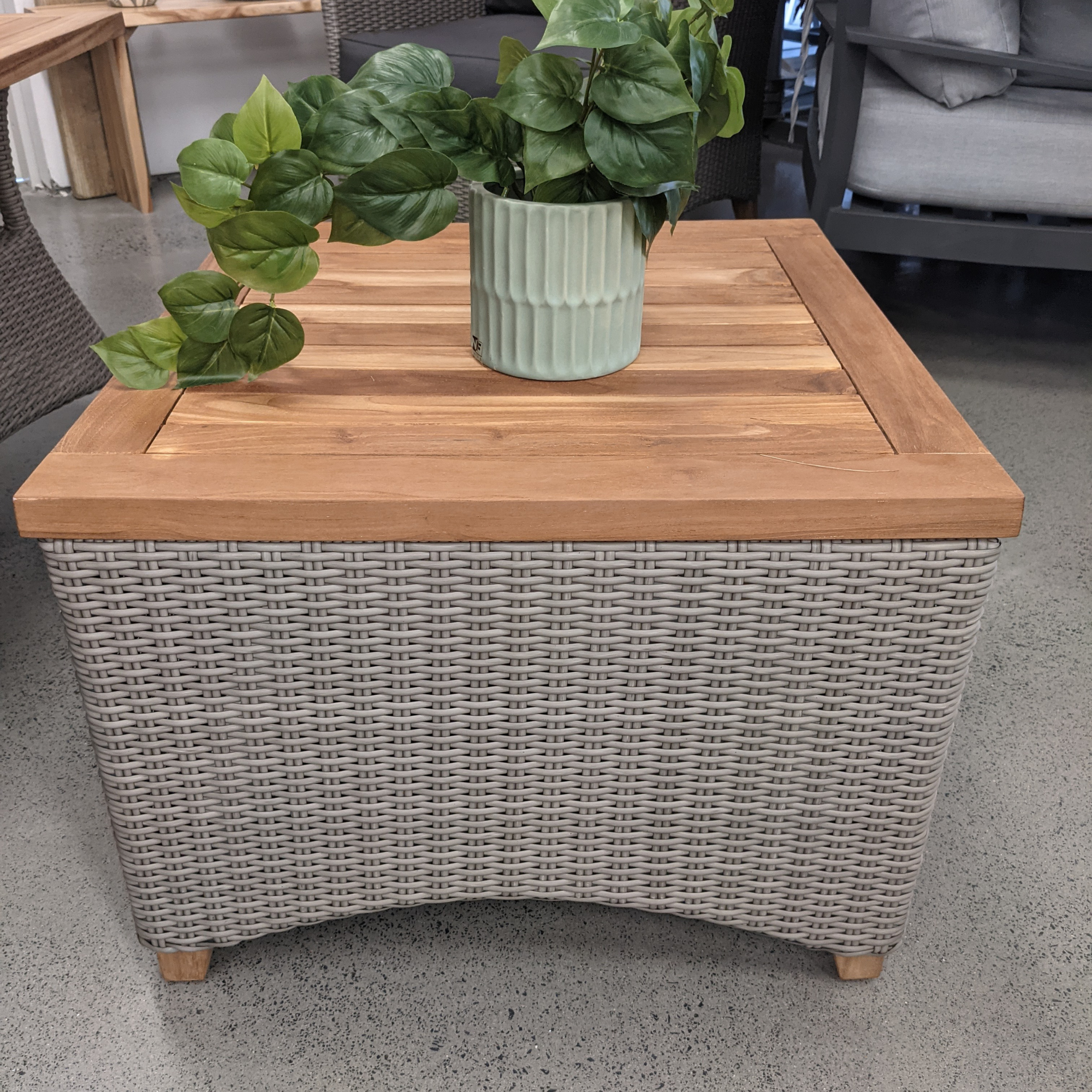 Florence Wicker Coffee Table with teak top