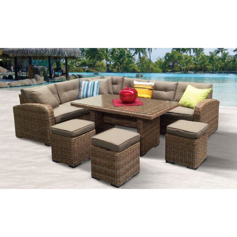 San Diego Outdoor Wicker Corner Lounge / Casual Dining Set
