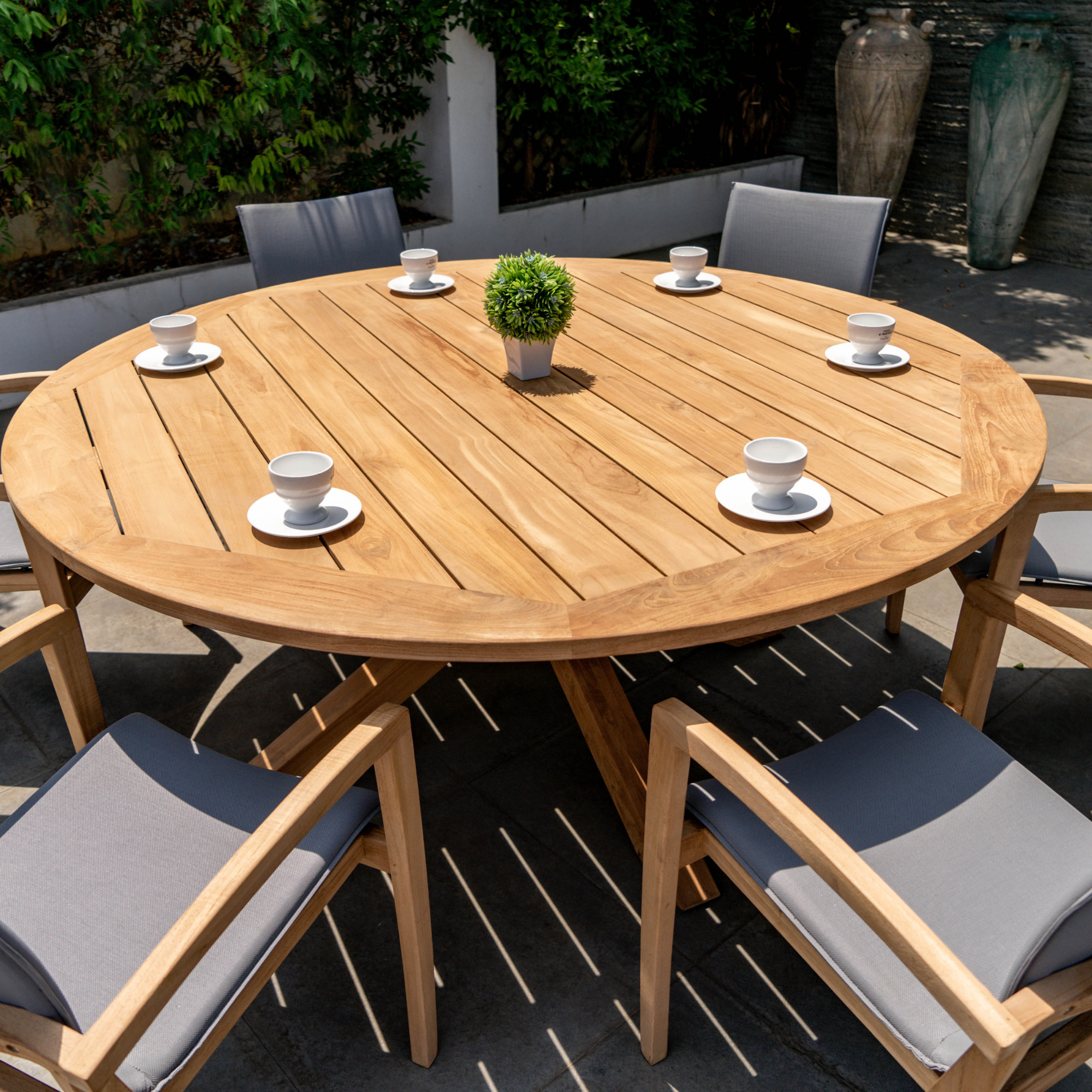 almere table 180cm round teak