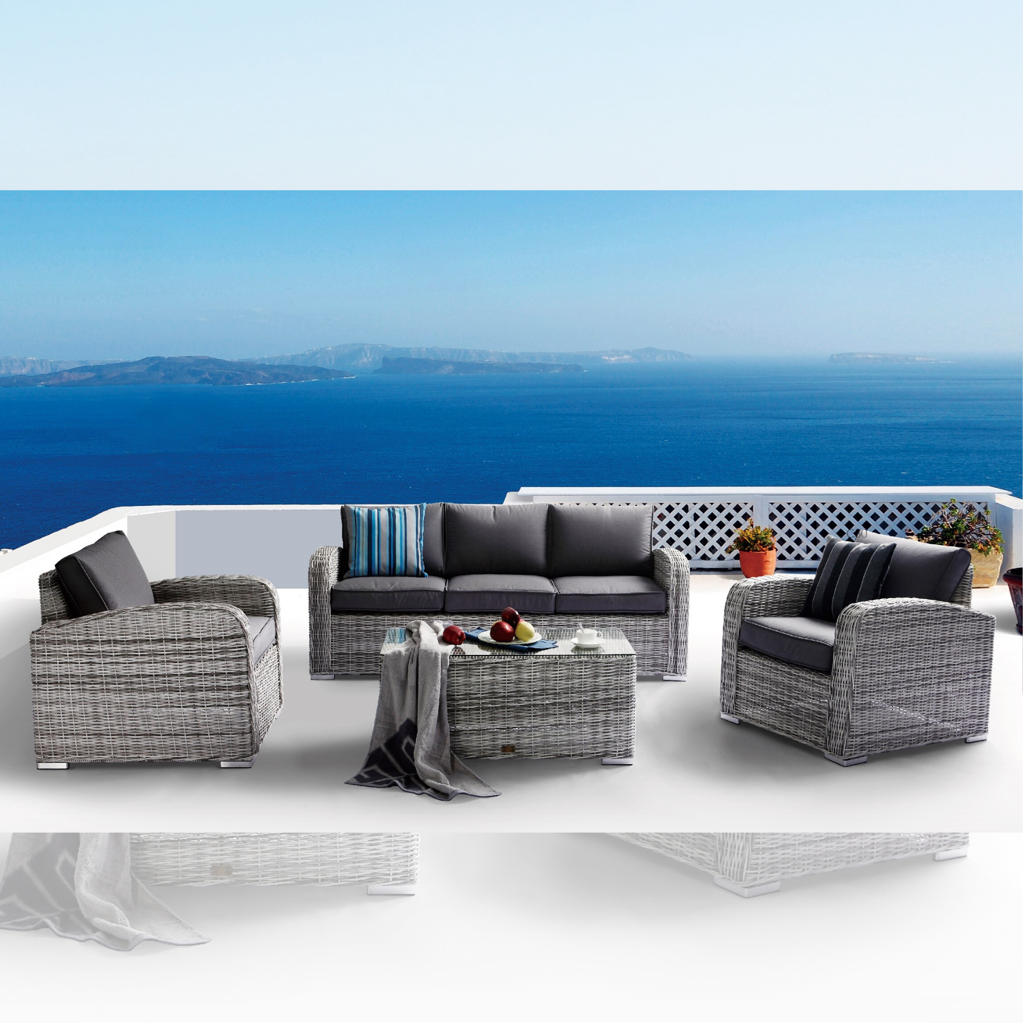 Miami 4pce Outdoor Wicker Lounge