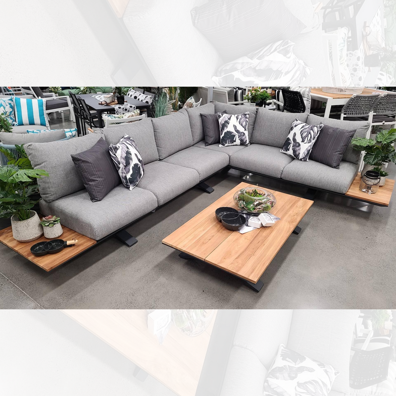Stockholm 6-person outdoor corner lounge set - grey