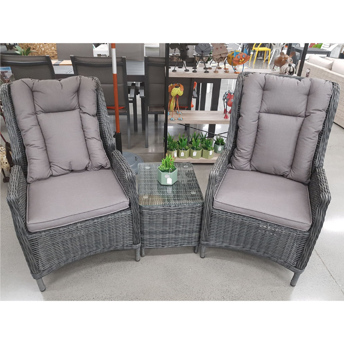 Eldorado wicker recliner with footstool - 3 piece outdoor lounge set