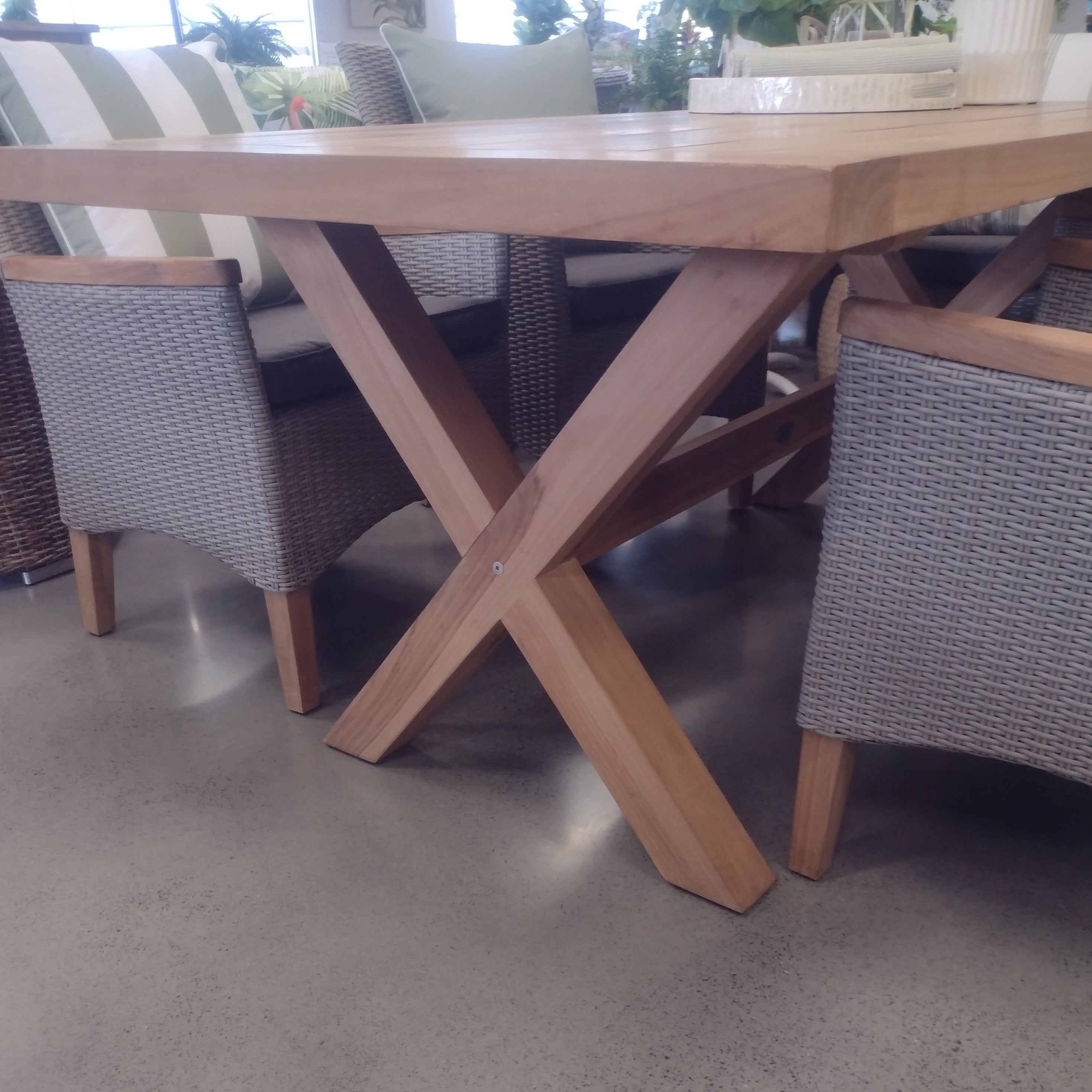 Alexander Teak Table, Florence Wicker Chair - Outdoor Dining Setting